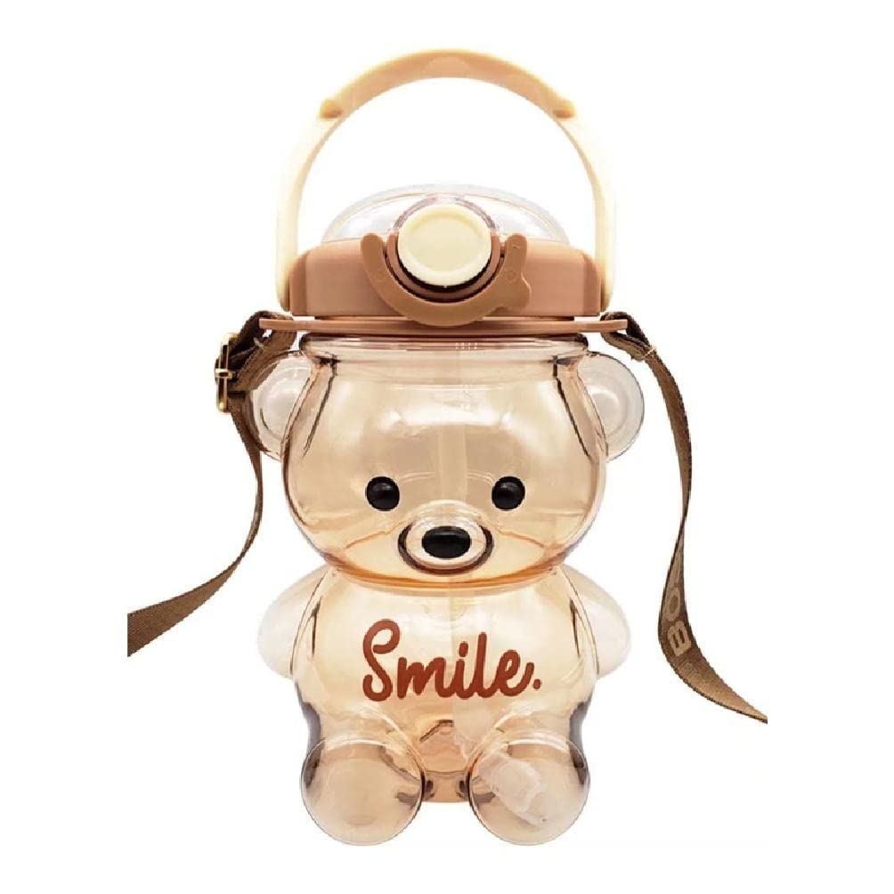 Cute 1400ml Large Capacity Sports Water Bottle with Straw - Cartoon Pot Belly Design for Women, Kids & Adults - Perfect for Gym, School, Hiking & Outdoor Activities