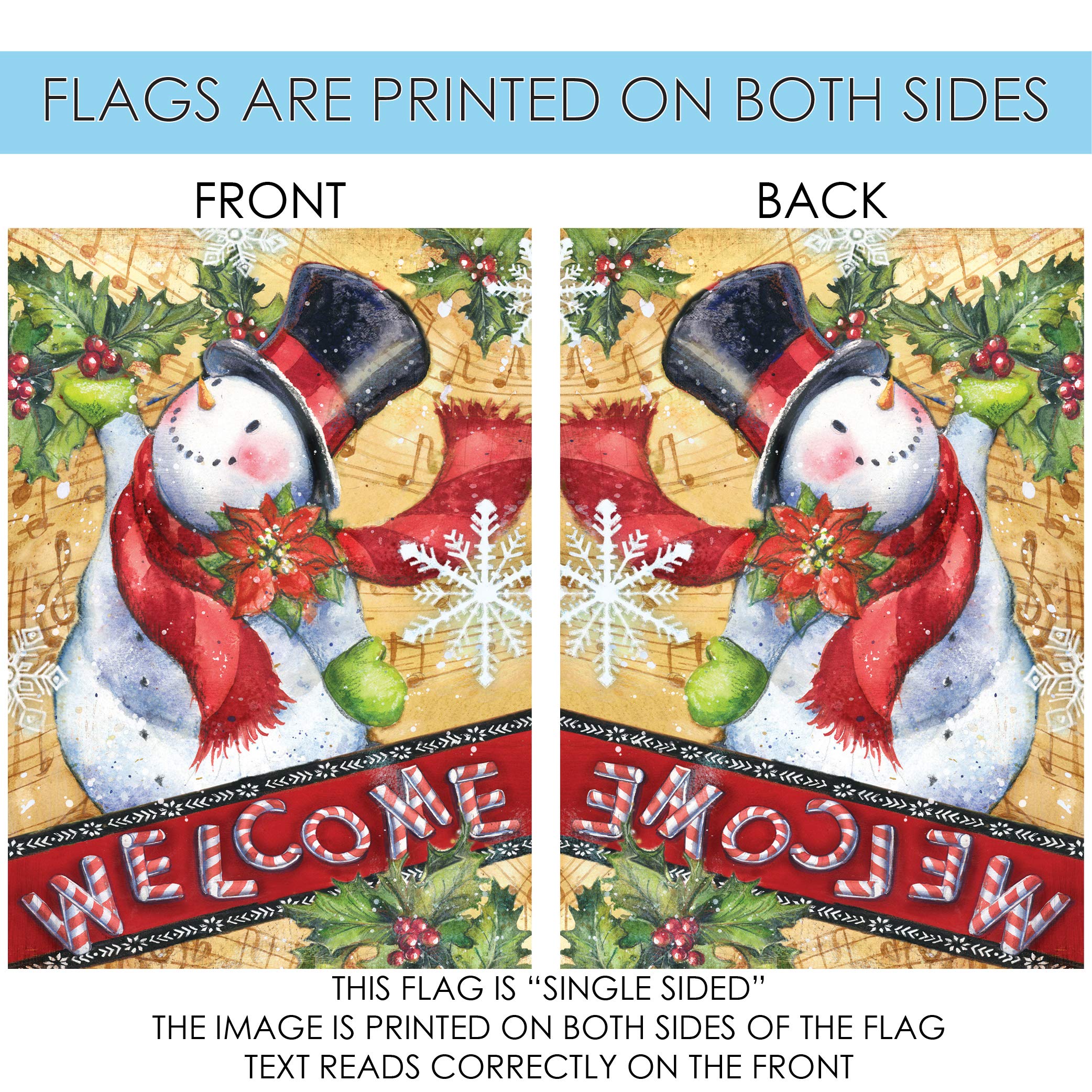 Toland Home Garden 12x18 Inch Double Sided Candy Cane Snowman Winter Flag - Outdoor Christmas Yard Decoration for House, Garden & Seasonal Festive Display