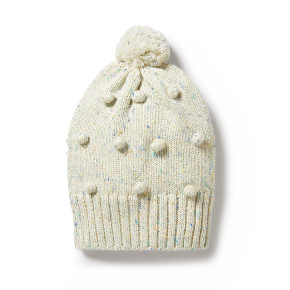 Cozy Dew Fleck Knitted Bauble Hat for Women - Winter Warm Beanie with Stylish Design - Perfect for Outdoor Activities, Skiing & Snowboarding