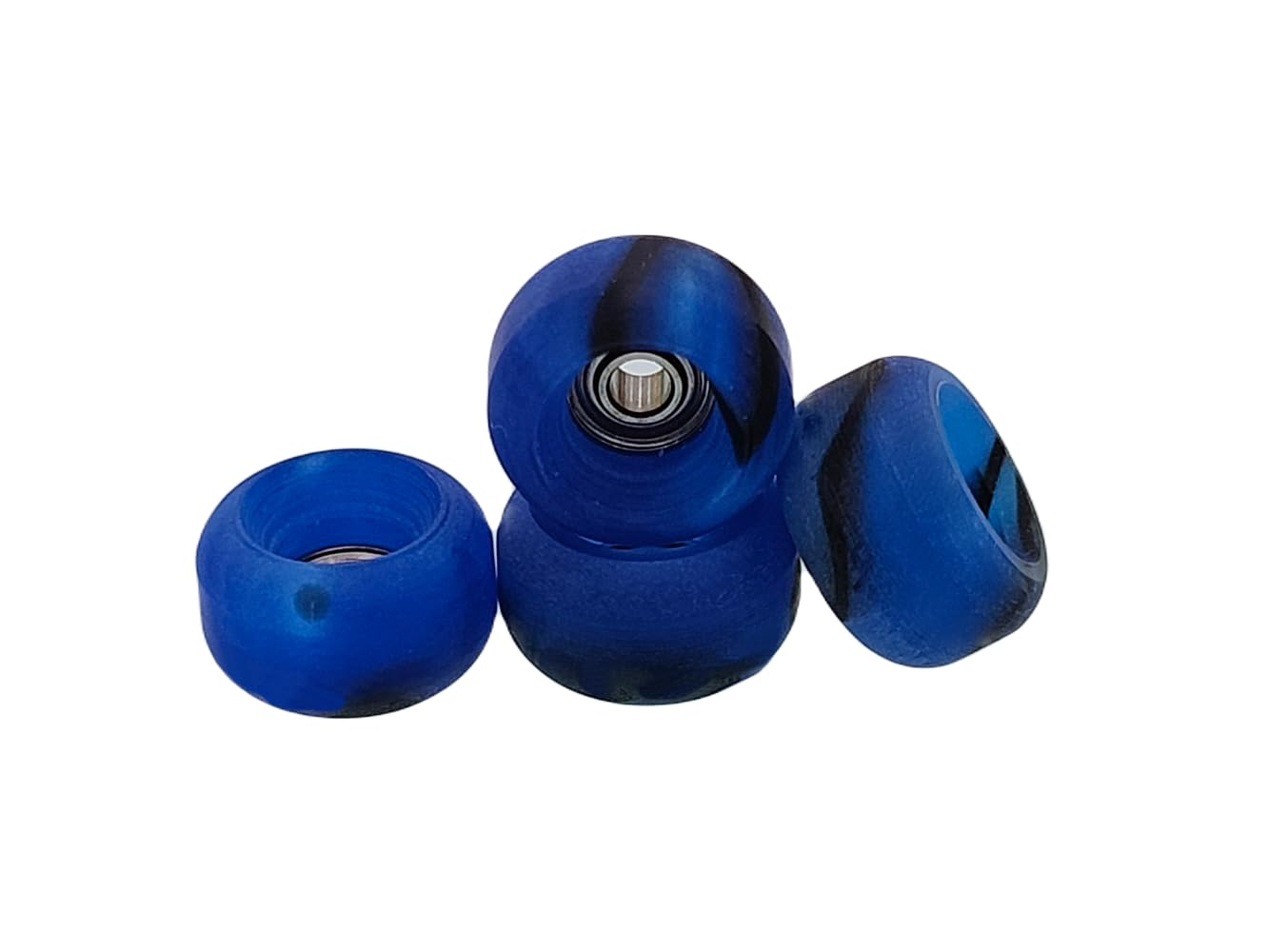 Premium 7.5mmx4.5mm Pro Fingerboard Wheels - Handmade Finger Skateboard Wheels with Street Shape Design - Swirl Colorway (Blue) - Perfect for Fingerboard Tricks & Mini Skateboarding Practice