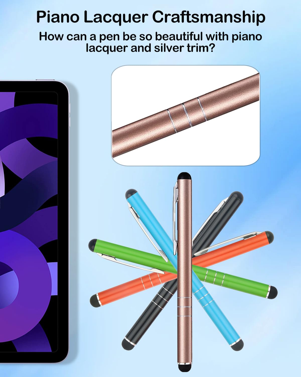 5 Pack Universal Stylus Pens for Touch Screens - Compatible with iPhone, iPad Pro, Air, Mini & Samsung Galaxy - 5 Color Options - Perfect for Drawing, Note-Taking & Digital Signatures
