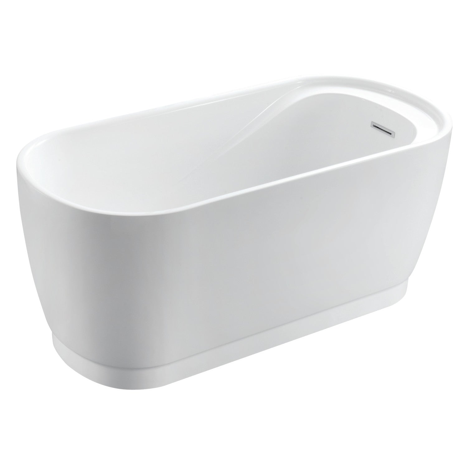 Aqua Eden 51 Inch Acrylic Oval Freestanding Bathtub - Double Ended Soaking Tub with Drain & Built-in Seat, Glossy White - Perfect for Luxury Bathroom & Spa Relaxation