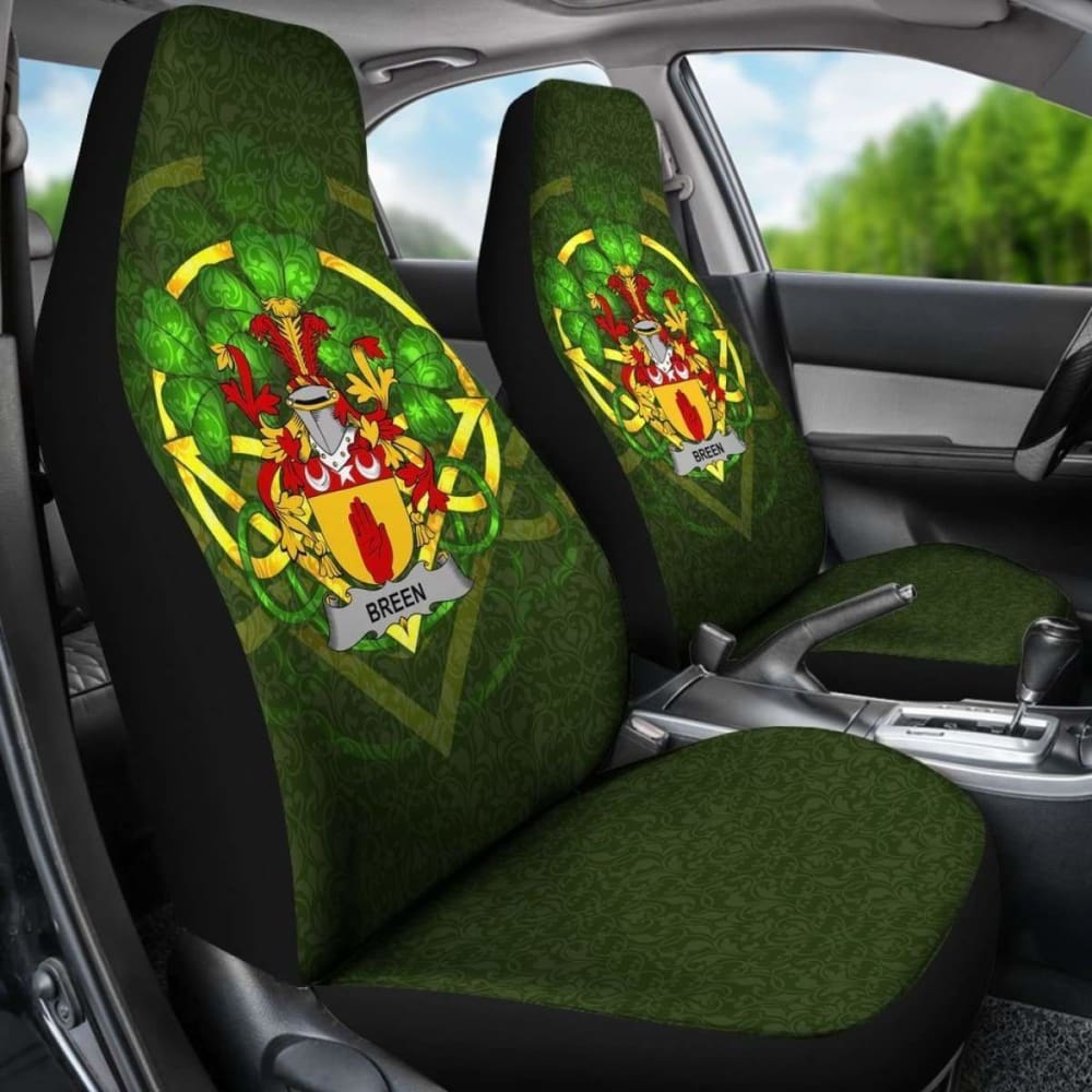 Premium Ireland Car Seat Cover Set of 2 - Celtic Shamrock Design by Breen or O'Breen (154230) | Waterproof & Durable Protection for Cars, Trucks & SUVs | Perfect for St. Patrick's Day & Irish-Themed Decor