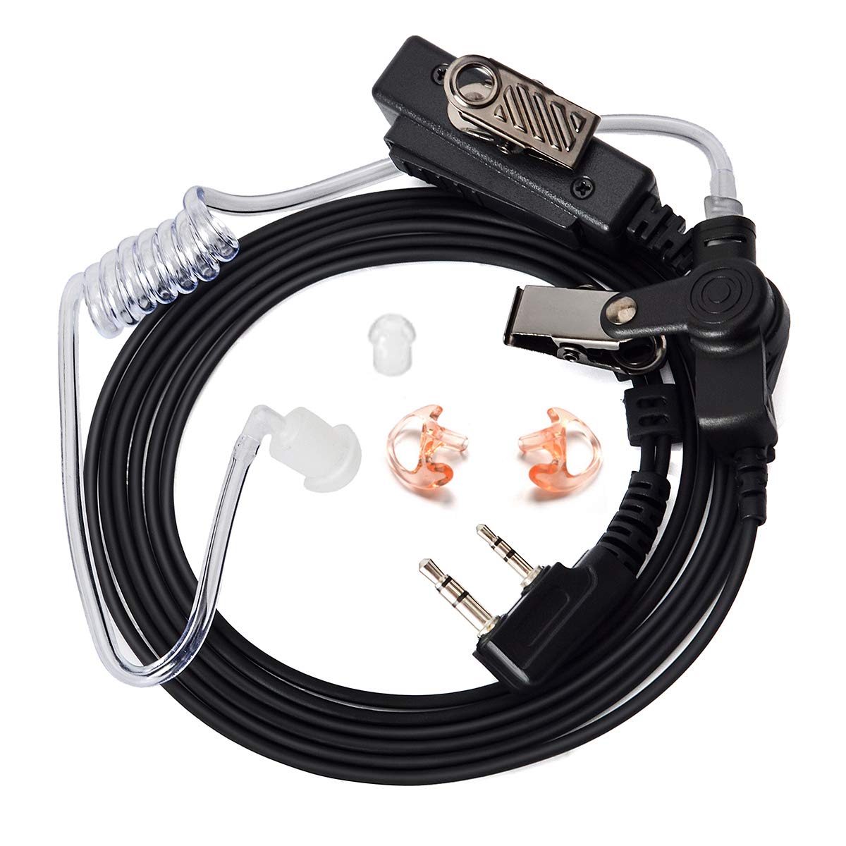 HYS Surveillance Acoustic Tube 2-Way Radio Earpiece with Medium Earmold - Compatible with Kenwood, Baofeng, Wouxun Walkie Talkies - Discreet Communication for Security, Event Staff & Outdoor Adventures