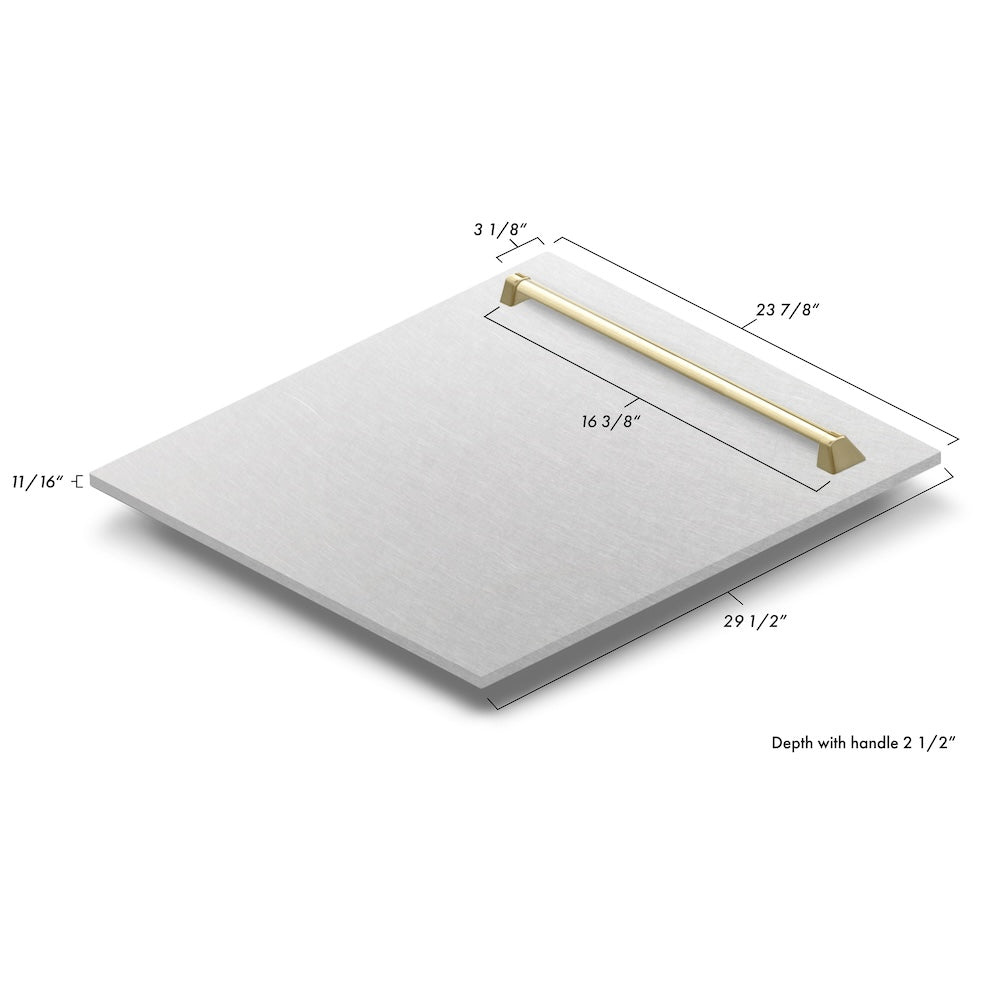 ZLINE Autograph Edition 24 Inch Built-In Dishwasher Panel with Polished Gold Handle | Stainless Steel & Color Options (DPMTZ 24 G) | Perfect for Modern Kitchens & Luxury Home Renovations
