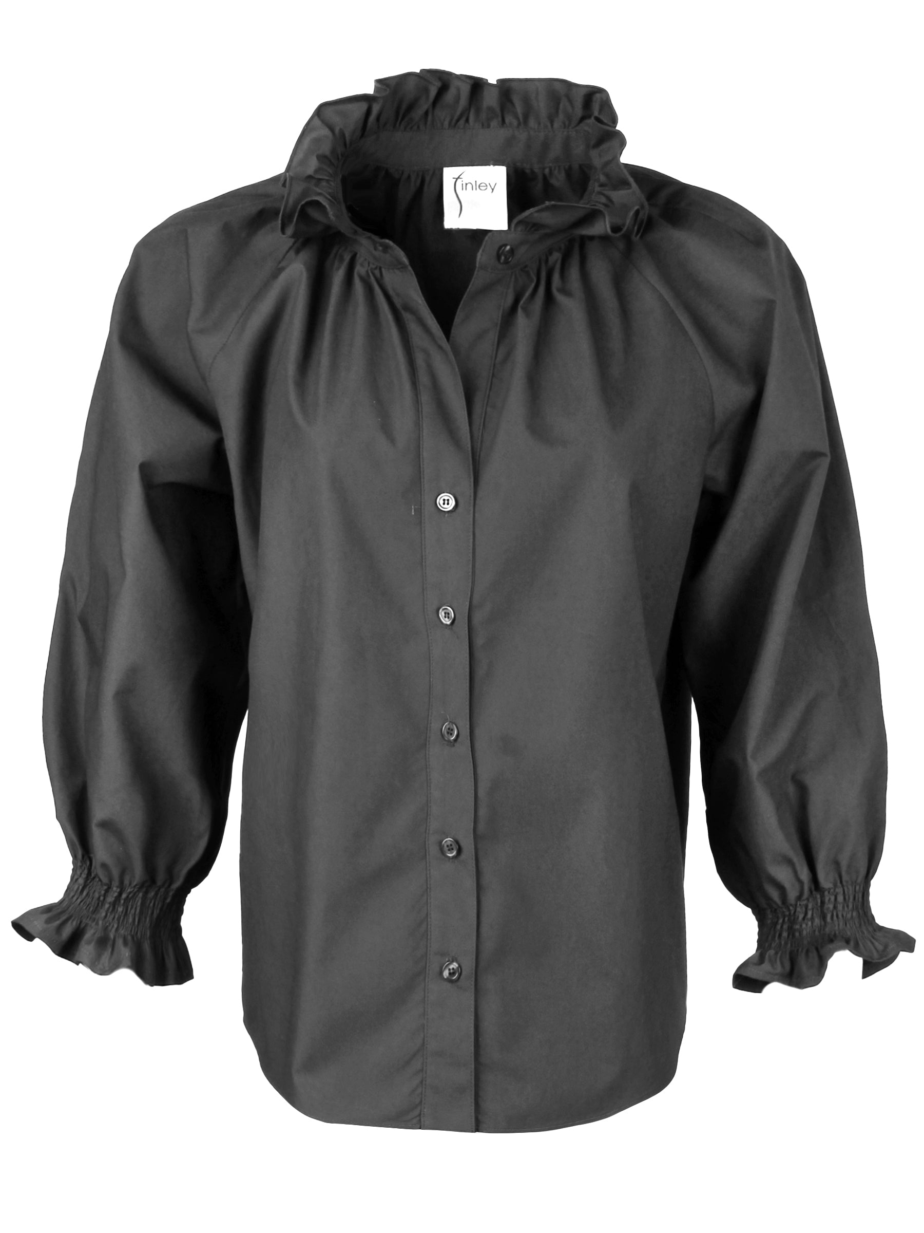 Fiona Black Silky Poplin Shirt for Women - Soft Comfortable Button Down Blouse for Office, Business & Casual Wear