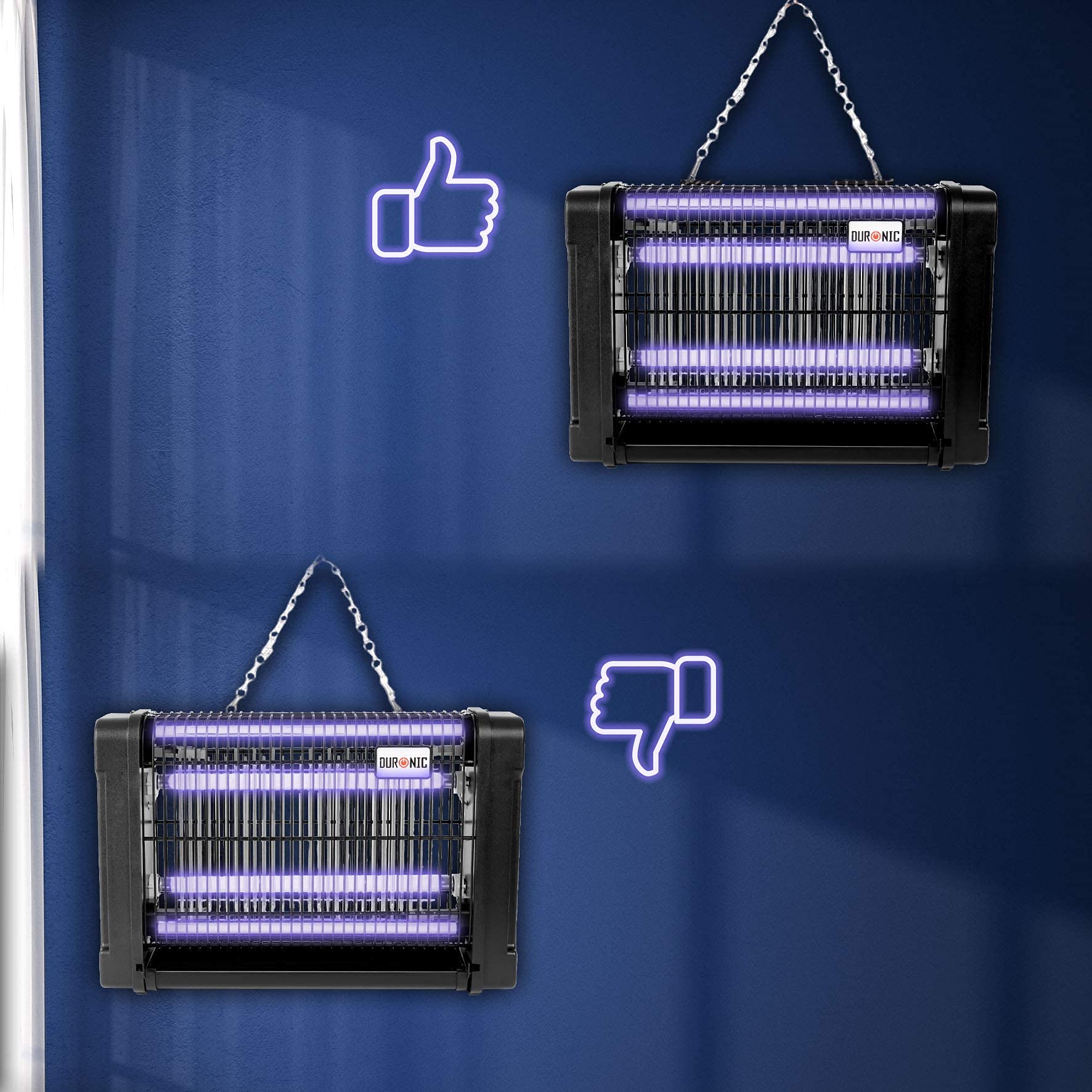 Duronic FK8416 UV Fly Killer - 16W Electric Mosquito & Flying Insect Zapper with 2x 8W Bulbs | Medium Slimline Design for Wall or Ceiling Mount | Indoor Pest Control Solution | Perfect for Bedrooms, Kitchens, and Patios
