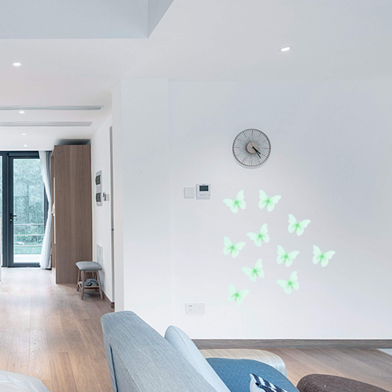 EXCEART 20pcs Glow in The Dark Stickers - 3D Wall Decals for Kids Room, Light Green Luminous Wallpaper, Night Light Wall Decor, Window Stickers - Perfect for Nursery, Bedroom & Playroom Decorations