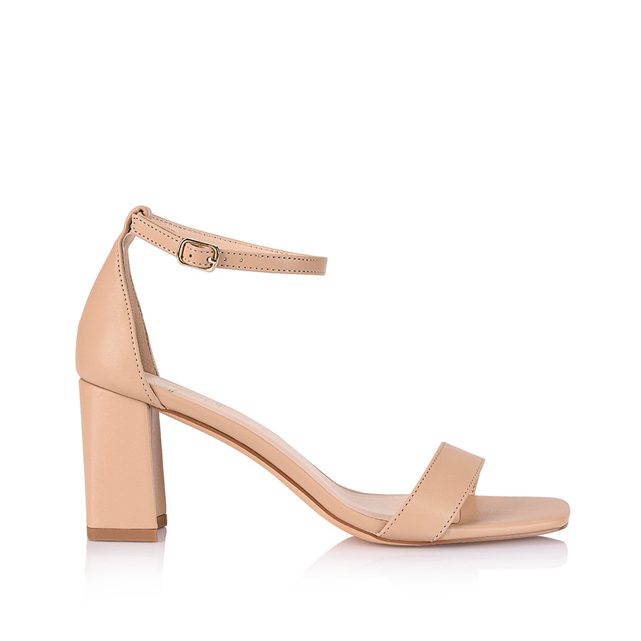 Neeka Block Heel Sandals for Women - Comfortable Nude Summer Shoes | Perfect for Weddings, Parties & Office Wear