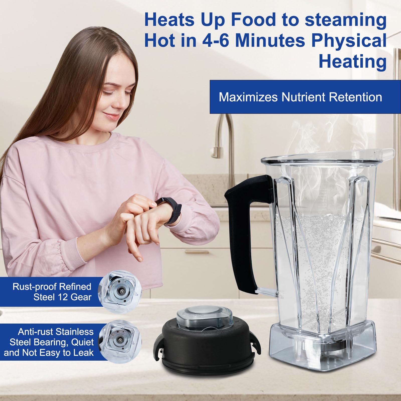 64oz Vitamix Blender Pitcher Replacement - Compatible with Classic C-Series 5200 6300 5000 5500 4200 4500 750 & Explorian Commercial Professional Series - BPA-Free 64 Ounce Blender Container for Smoothies, Soups & Nut Butters - Perfect for Home & Commercial Kitchen Use