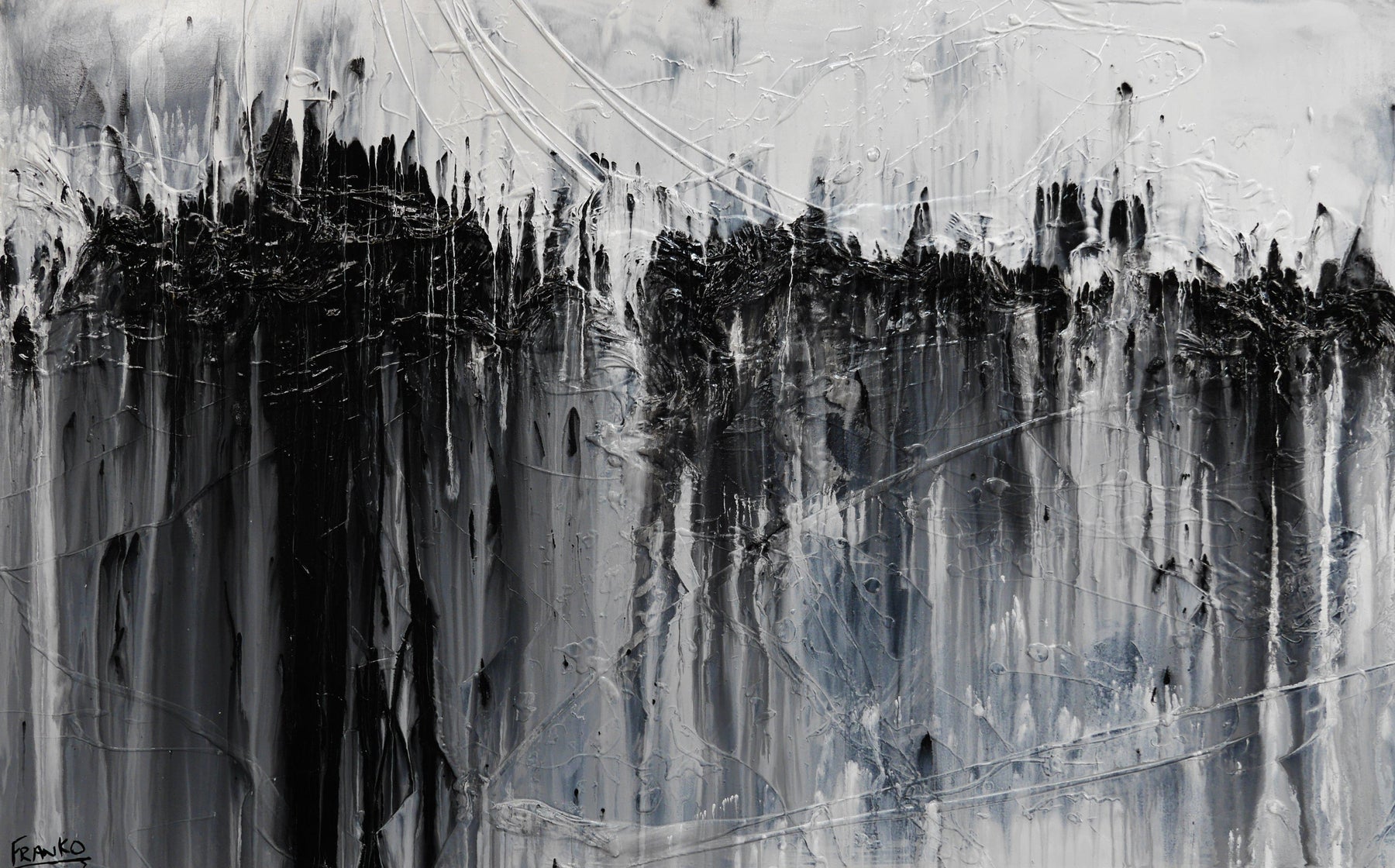 Jellyfish Rumble 160cm x 100cm Black White Grey Textured Abstract Canvas Wall Art - Modern Home Decor for Living Room, Bedroom & Office