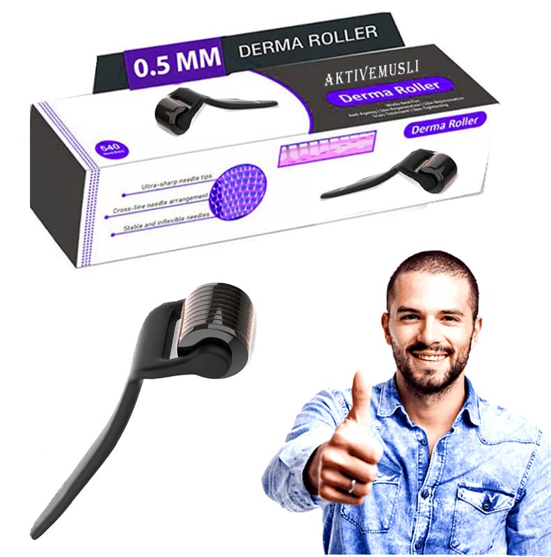 Premium Titanium Alloy Hair Growth Roller with 540 Micro Needles (0.5mm) - Stimulates Scalp & Beard Follicles, Reduces Hair Loss | Ideal for Men's Facial Hair Care & Women's Thinning Hair Treatment | At-Home Hair Regrowth Therapy for Fuller Beard & Healthier Scalp