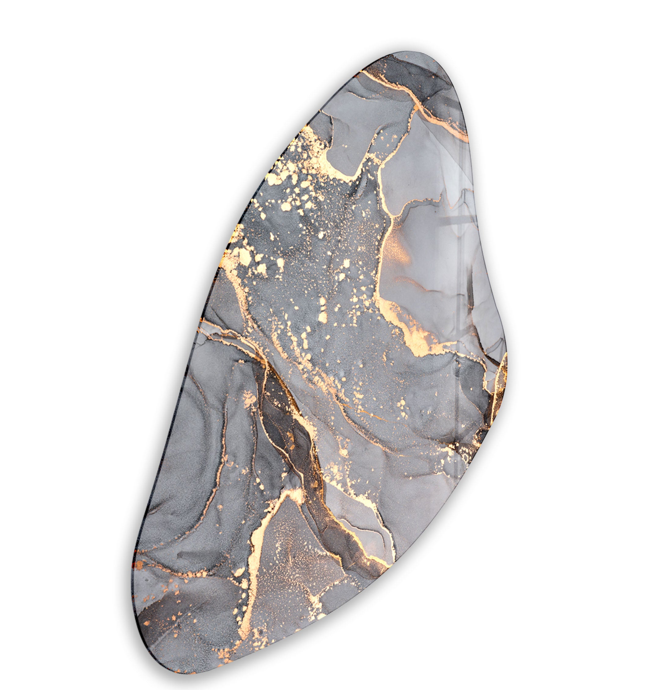 Abstract Grey Alcohol Ink Irregular Glass Wall Art - Handmade Modern Home Decor for Living Room, Bedroom, Office - Unique Gift Idea for Housewarming & Interior Design
