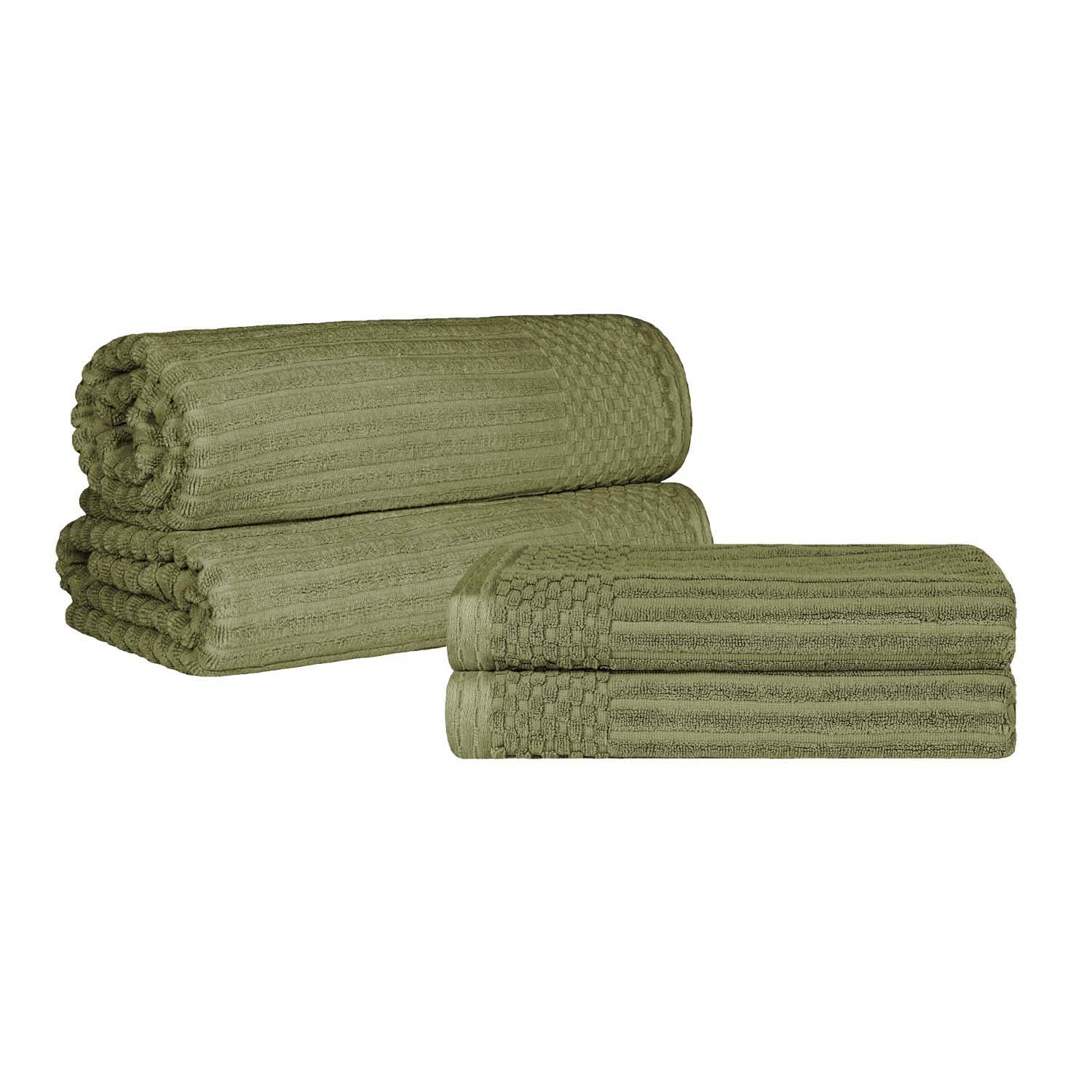 Premium Soho Ribbed Textured Cotton Bath Towel Set - Ultra Absorbent & Quick Dry - Luxury Spa & Bathroom Towels for Hotel, Home, Gym Use