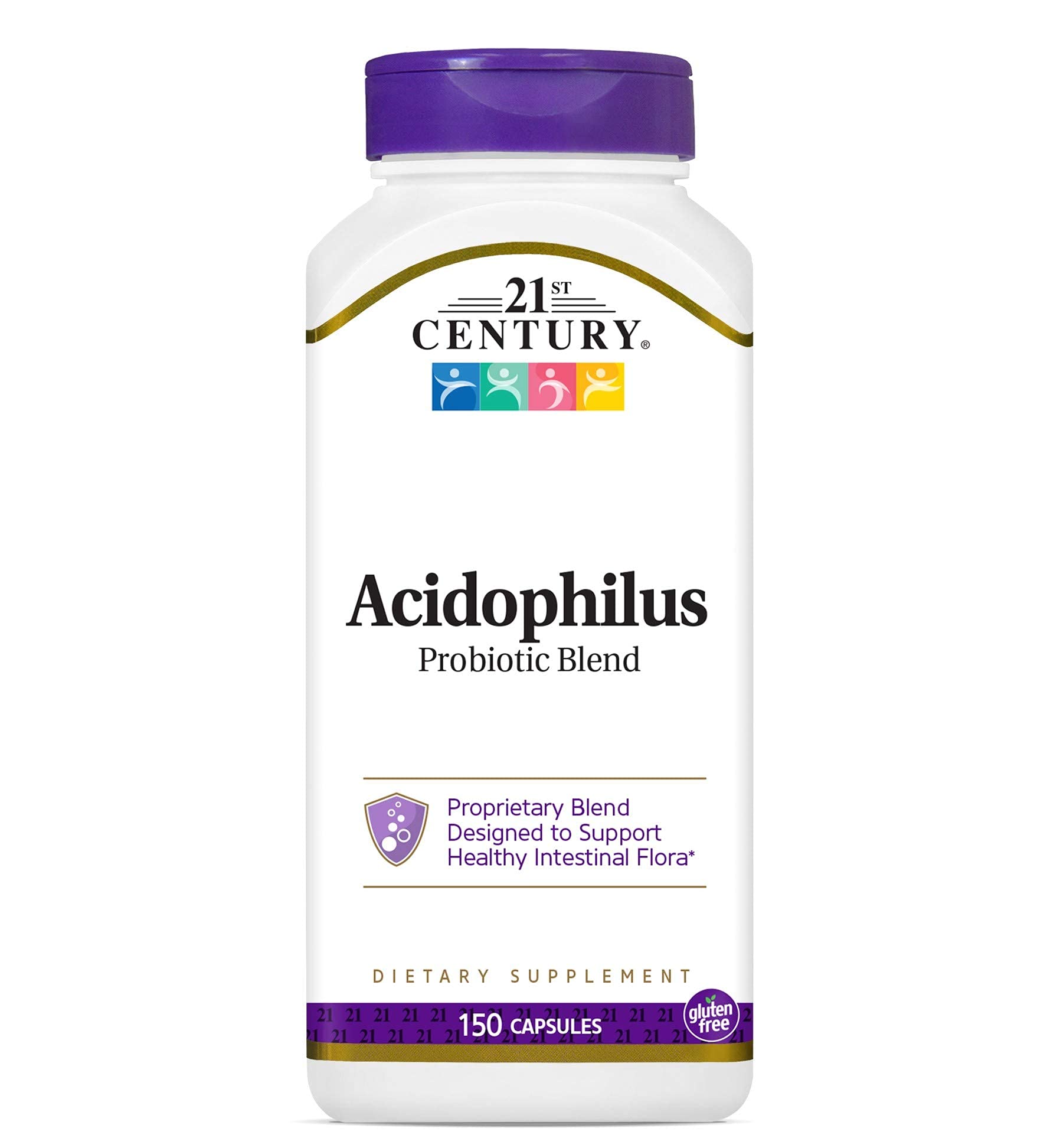 21st Century Acidophilus Probiotic Blend - 150 Capsules (4 Pack) for Digestive Health & Immune Support - Supports Gut Flora Balance, Daily Wellness & Travel Needs