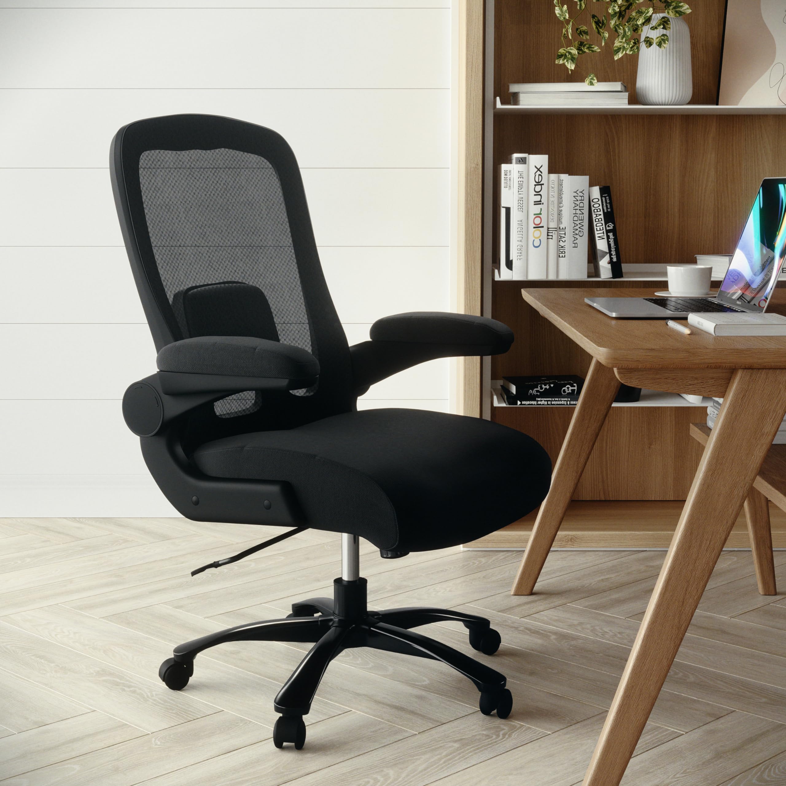 500 lb. Capacity Big & Tall Black Mesh Ergonomic Office Chair with Adjustable Lumbar Support - Heavy Duty Executive Chair for Home & Office Workspace, Gaming, and Long Hours Sitting Comfort