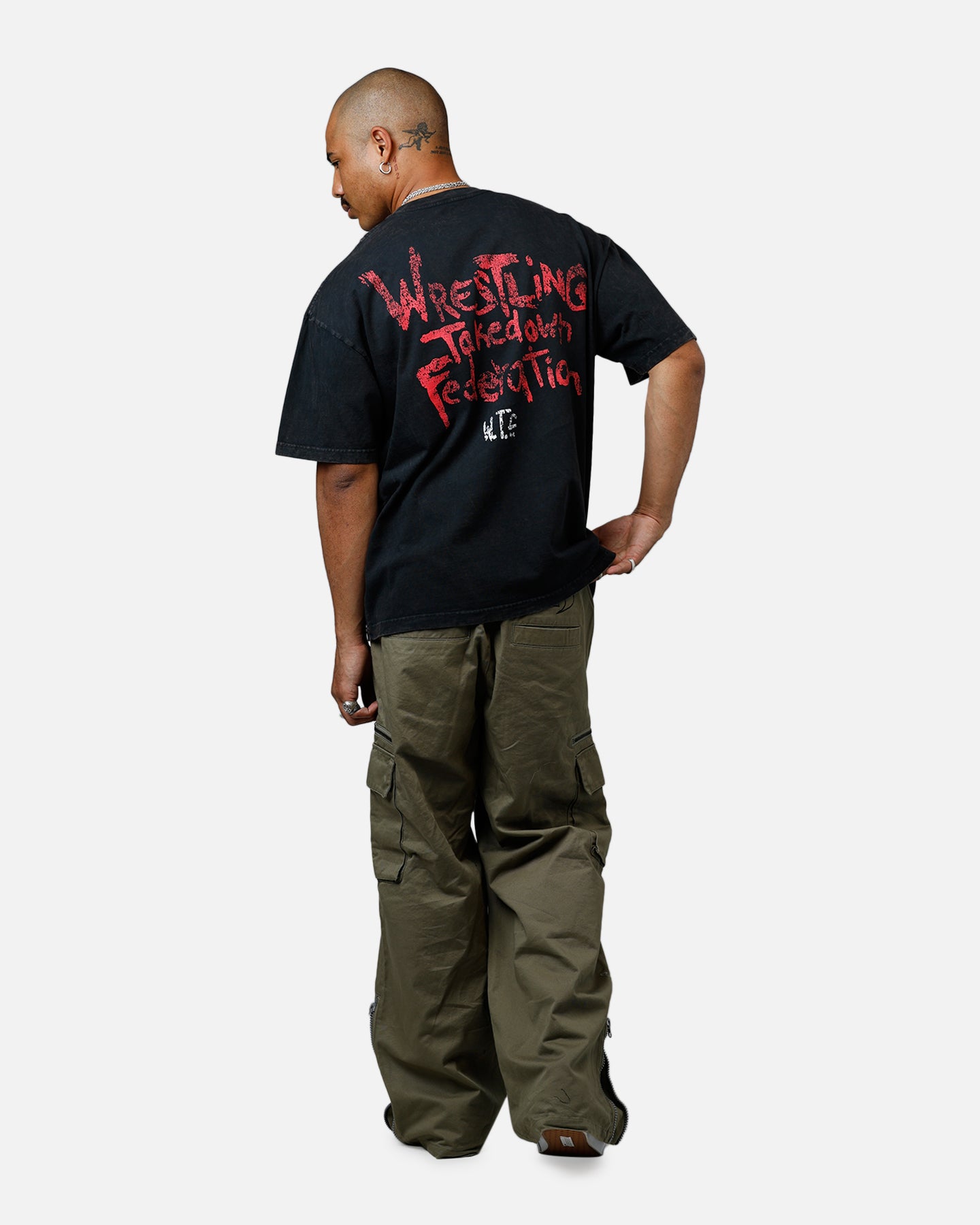 73 Studio WTF Heavyweight Cotton T-Shirt - Black Acid Wash Distressed Style - Streetwear, Casual Wear & Urban Fashion for Men
