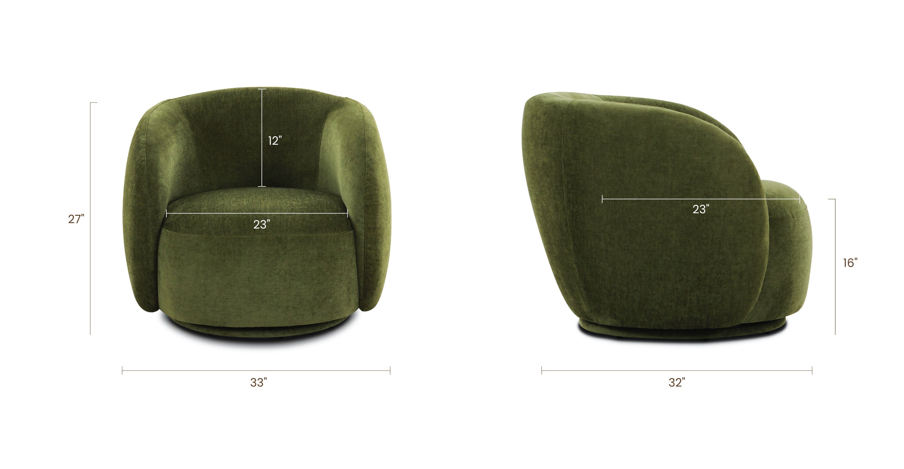 Modern Poole Swivel Lounge Chair - 360 Degree Rotating Accent Chair for Living Room, Bedroom, Office - Comfortable Upholstered Fabric Recliner with Sturdy Metal Base - Perfect for Relaxing, Reading & Lounging