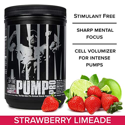 Animal Pump Pro Powder - Non-Stimulant Pre-Workout Supplement for Muscle Pump & Cell Volumization with Added Sea Salt Electrolytes - 20 Servings - Strawberry Lemonade Flavor - Ideal for Gym, Bodybuilding & Athletic Performance