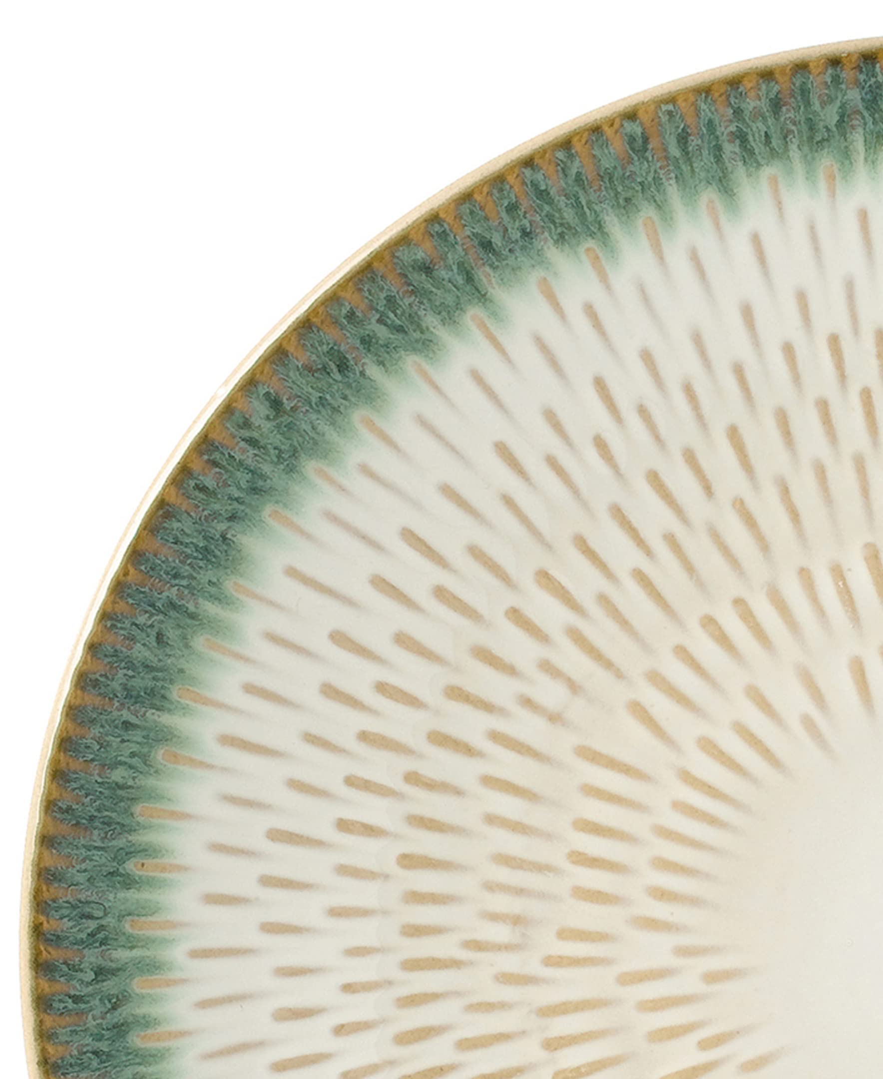 Elegant Modern Stoneware Scroll Dinnerware Set - 16-Piece Green Drop Collection for Parties, Events & Holiday Entertaining | Durable Dishware for Formal Dining, Wedding Receptions & Family Gatherings
