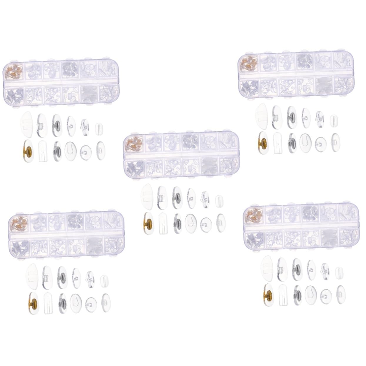 Healvian 5 Sets Eyeglass Screw Repair Kit - Nose Pads, Silikon Cushions, Screws & Tools for Frameless Glasses - Perfect for Eyewear Maintenance & Lens Replacement (Home, Office, Travel Use)