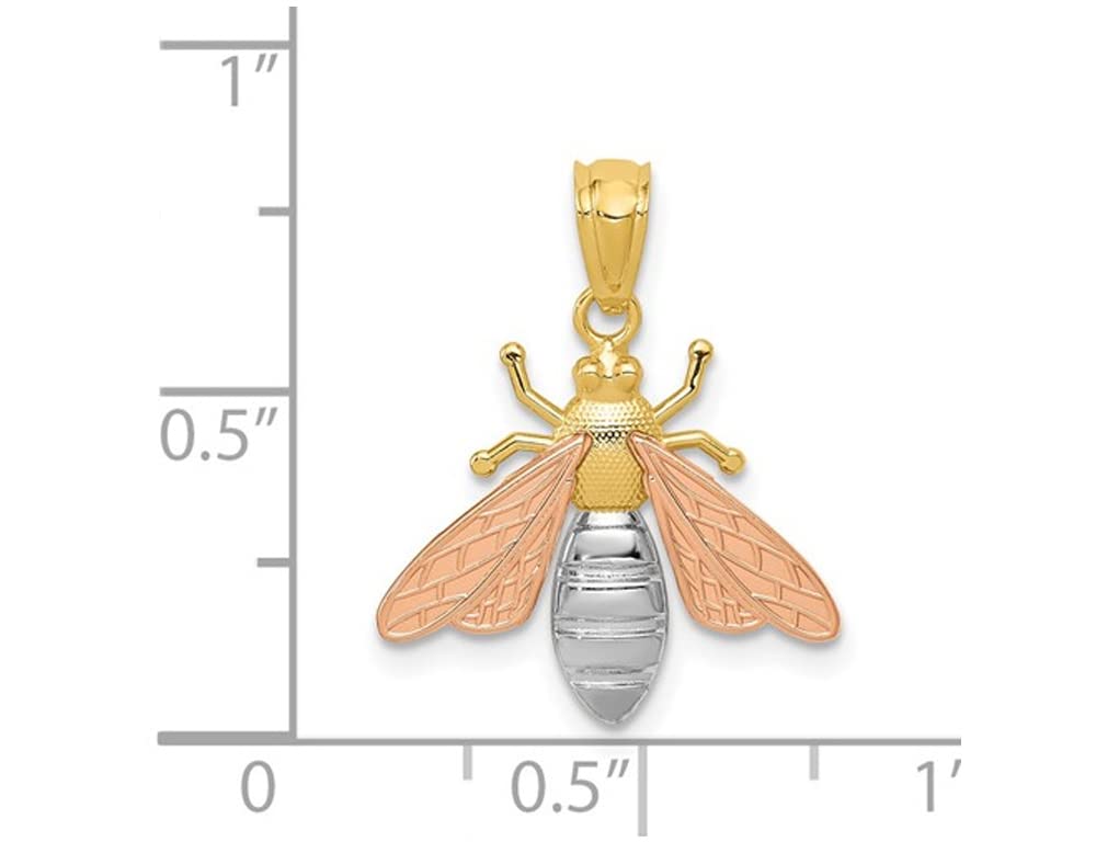 14K Yellow & Rose Gold Bee Charm Pendant Necklace with Chain - Elegant Jewelry Gift for Women, Perfect for Valentine's Day, Anniversary & Everyday Wear