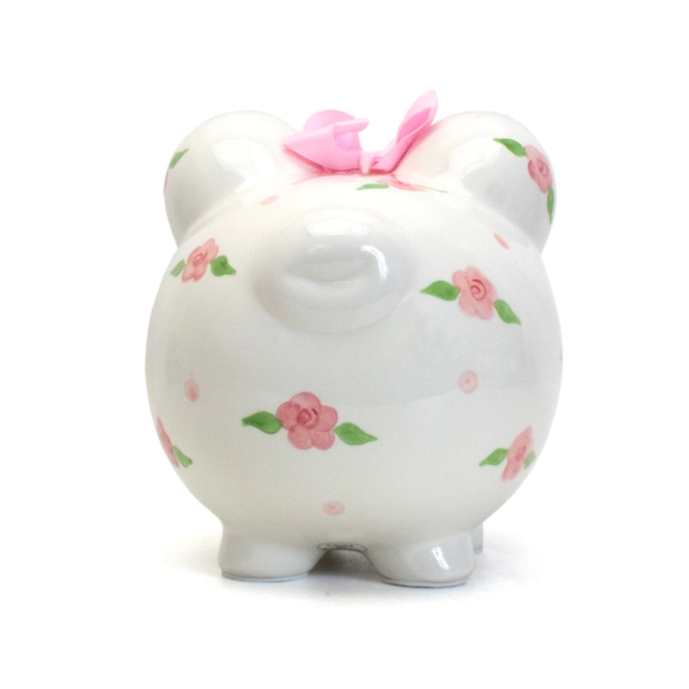 Child To Cherish Posies & Polka Dots Piggy Bank - Cute Ceramic Money Bank for Kids Savings, Perfect Gift for Birthdays & Financial Education | Home Decor & Kids Room Organizer