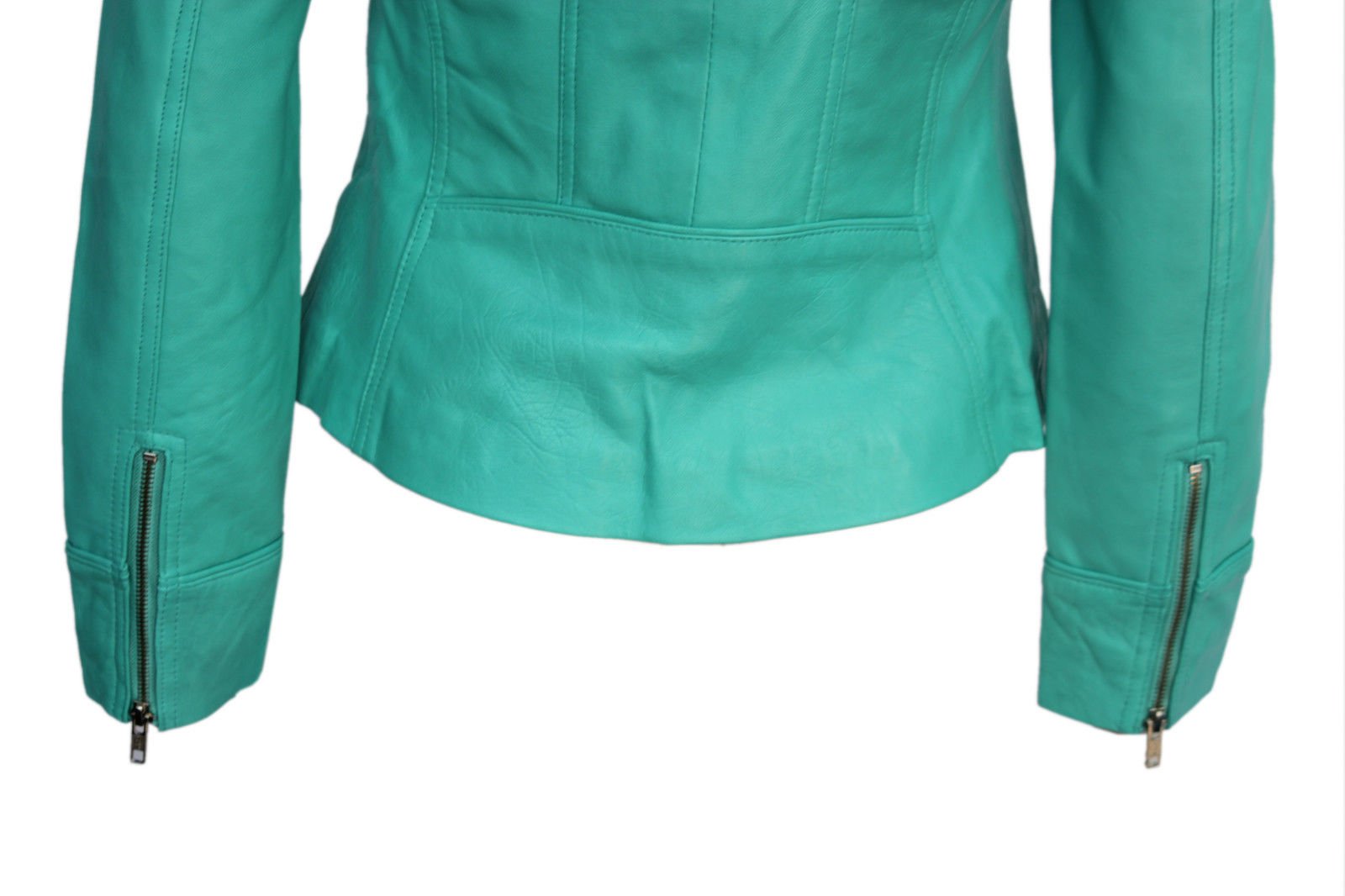 Women's Turquoise Washed Biker Jacket - Genuine Soft Nappa Leather Motorcycle Style Jacket for Casual Outings & Night Rides