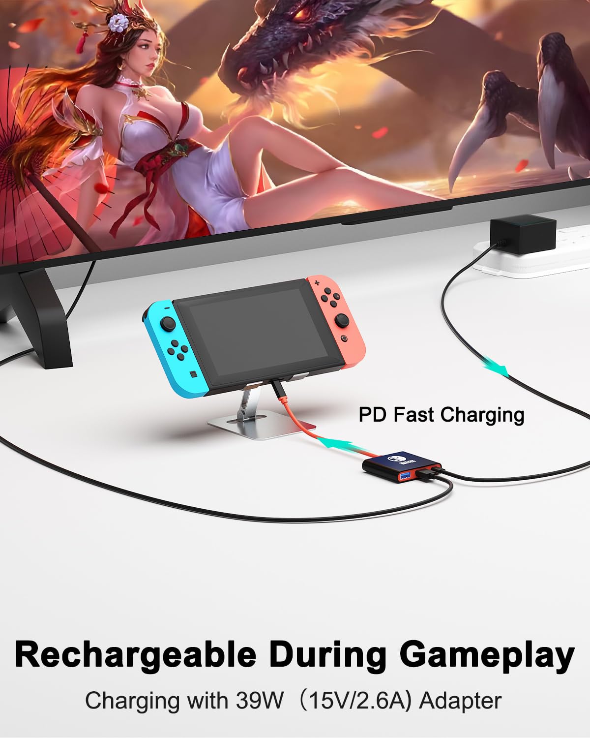 Nintendo Switch Dock - Portable TV Docking Station for Nintendo Switch/OLED | USB-C to HDMI Adapter for Steam Deck & MacBook Pro | Perfect for Gaming on Big Screen at Home or Travel