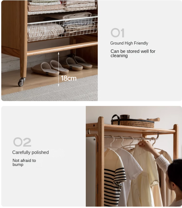 Premium Oak Solid Wood Coat Rack with Integrated Hooks - Perfect for Entryway, Bedroom & Closet Organization