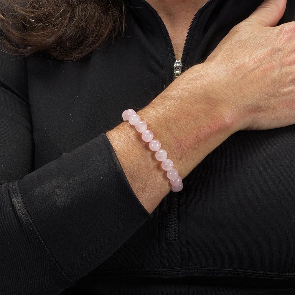 Rose Quartz 925 Sterling Silver Beaded Bracelet for Women - Healing Crystal, Protection Jewelry, Positive Energy Birthstone Gift for Her | Perfect for Meditation, Yoga & Spiritual Wellness
