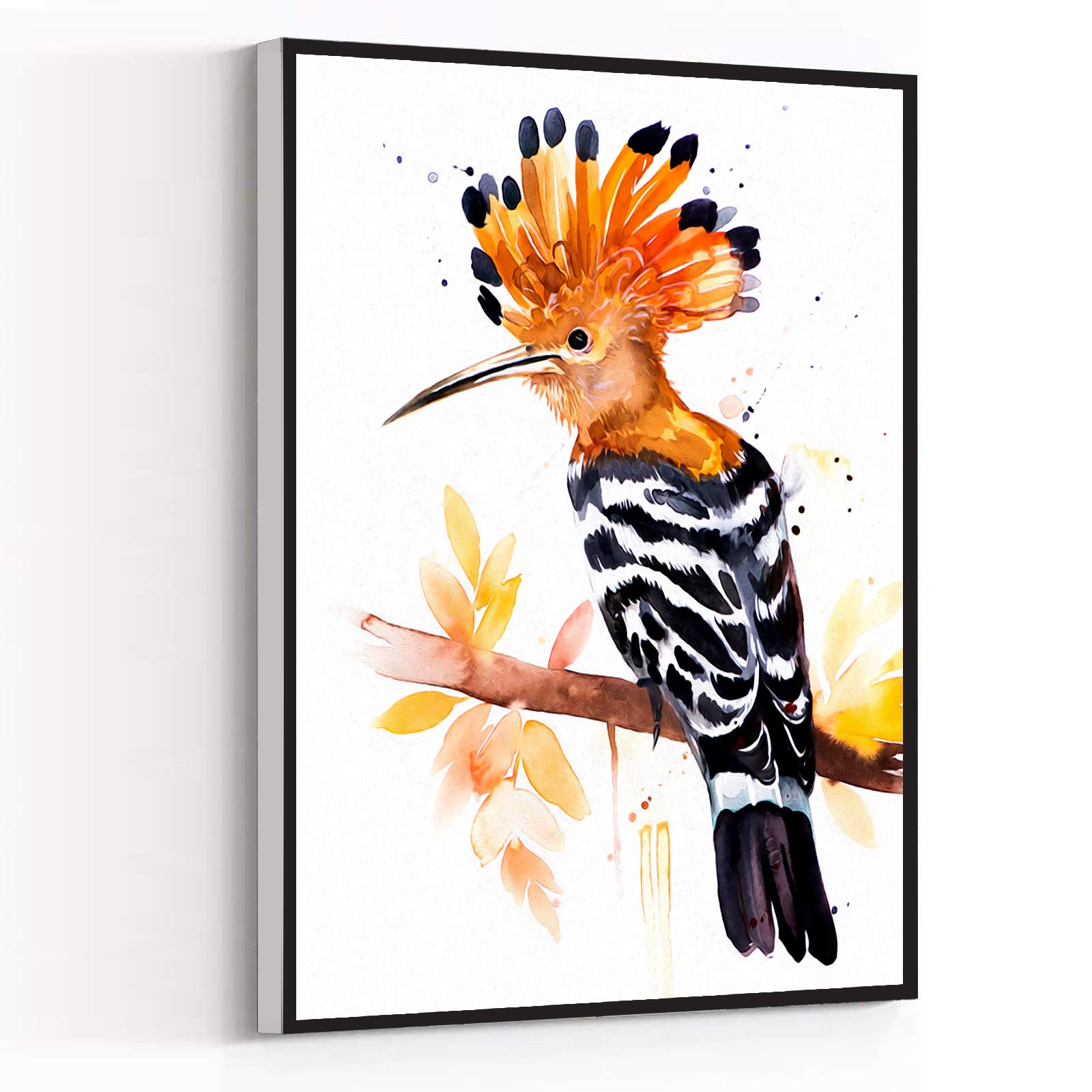 Manly Bathroom Decor - Hoopoe Watercolor Painting Framed Canvas Wall Art 16x24 Inches - Modern Aesthetic Room Decor for Men & Women - Perfect for Bedroom, Kitchen, or Bathroom Wall Decoration