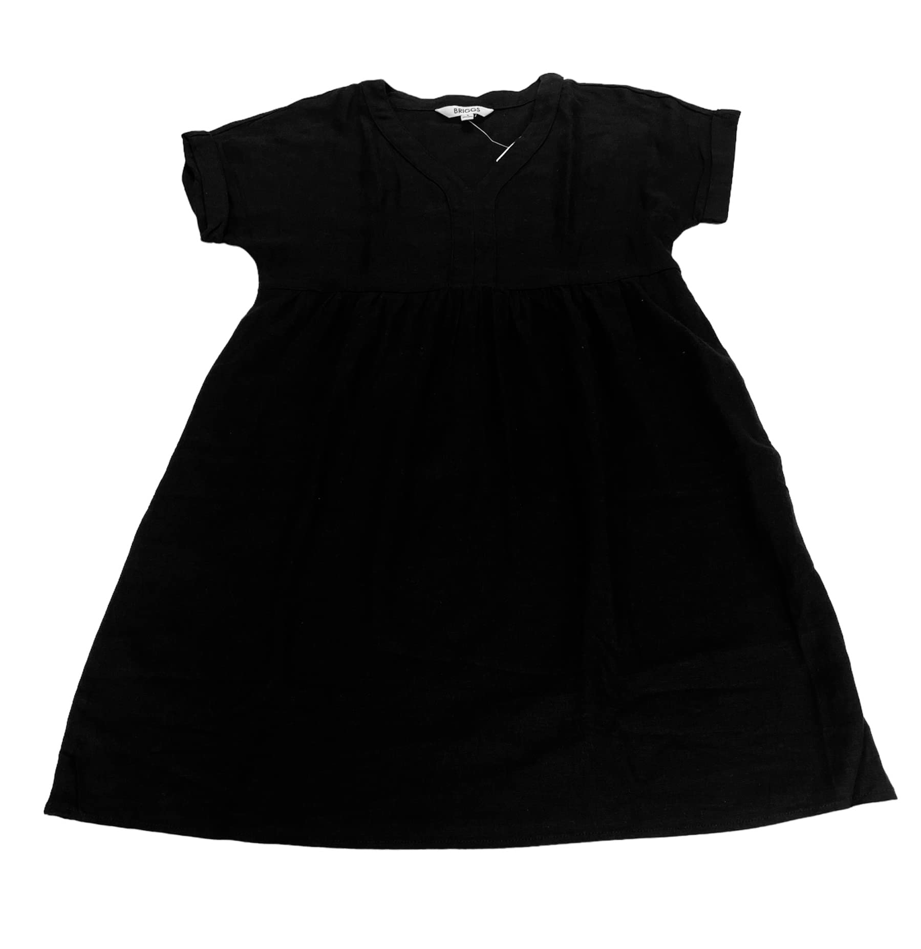 Briggs Women's V-Neck Linen Blend Dress - Black | Summer Casual & Office Wear | Breathable Comfort for Warm Weather