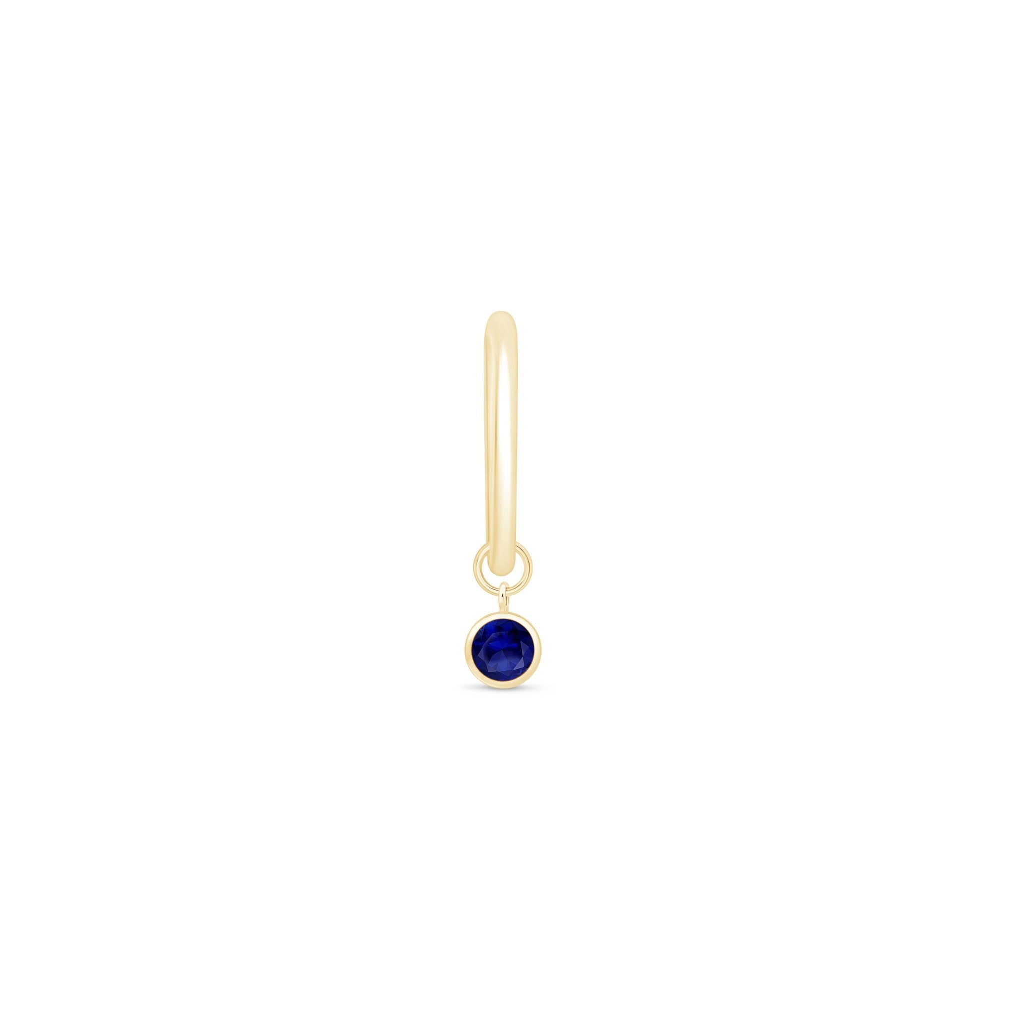 14K Solid Yellow Gold Sapphire Bezel Hoop Charm Earrings - Elegant Jewelry for Women, Perfect for Parties, Weddings & Everyday Wear