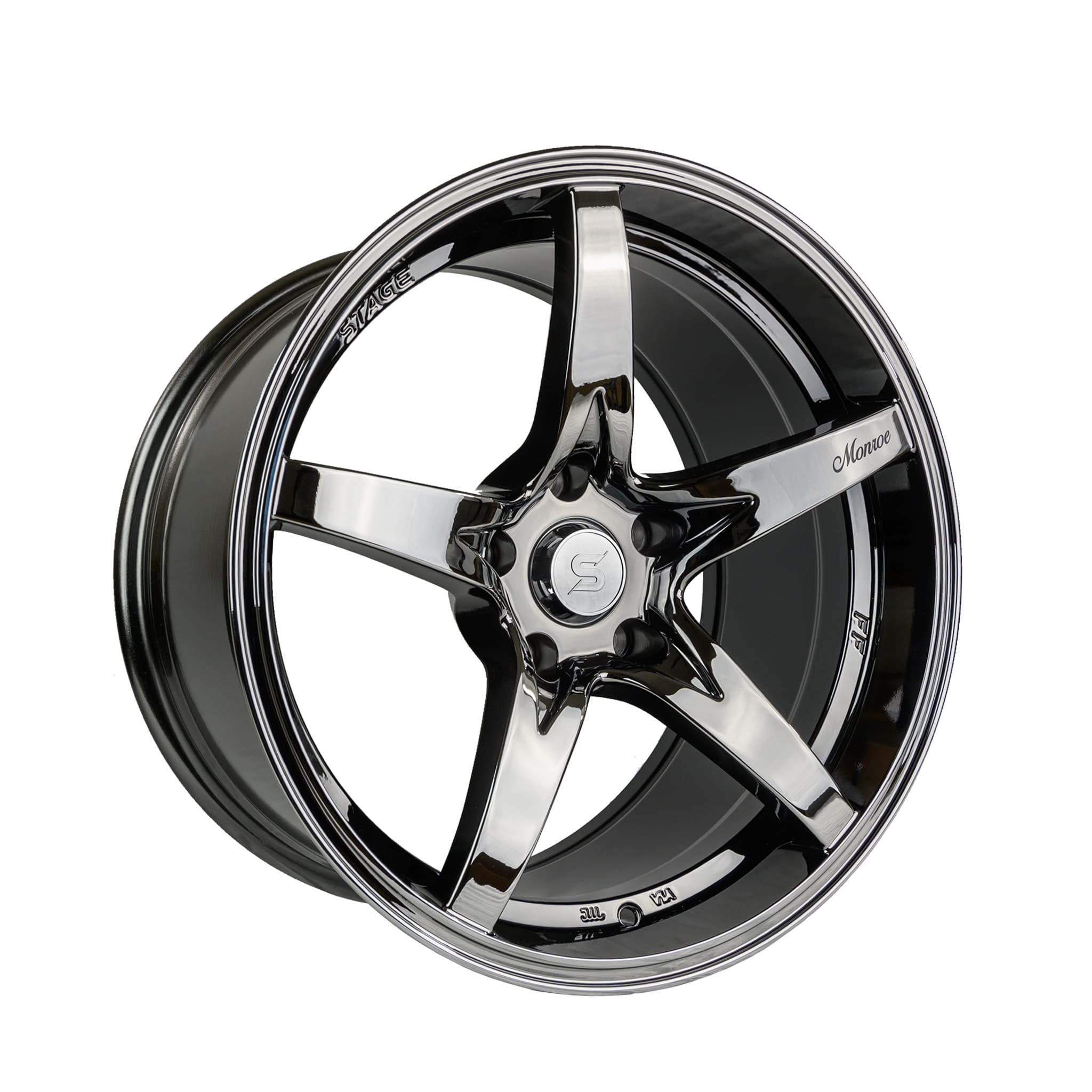 Stage Wheels Monroe 18x9 +22mm Offset 5x114.3 Bolt Pattern 73.1 Center Bore Black Chrome Alloy Rims - Perfect for Custom Car Builds, Truck Upgrades & Off-Road Vehicles