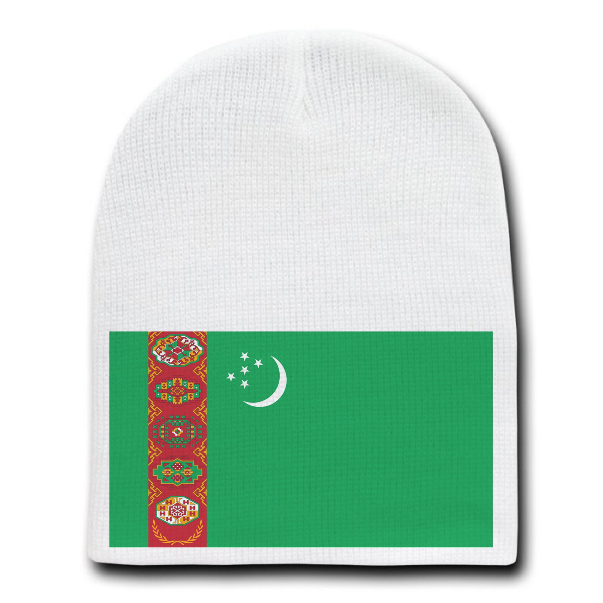 Turkmenistan National Flag Beanie Hat - White Skull Cap for Cold Weather - Perfect for Winter Sports, Outdoor Activities & Patriotic Events