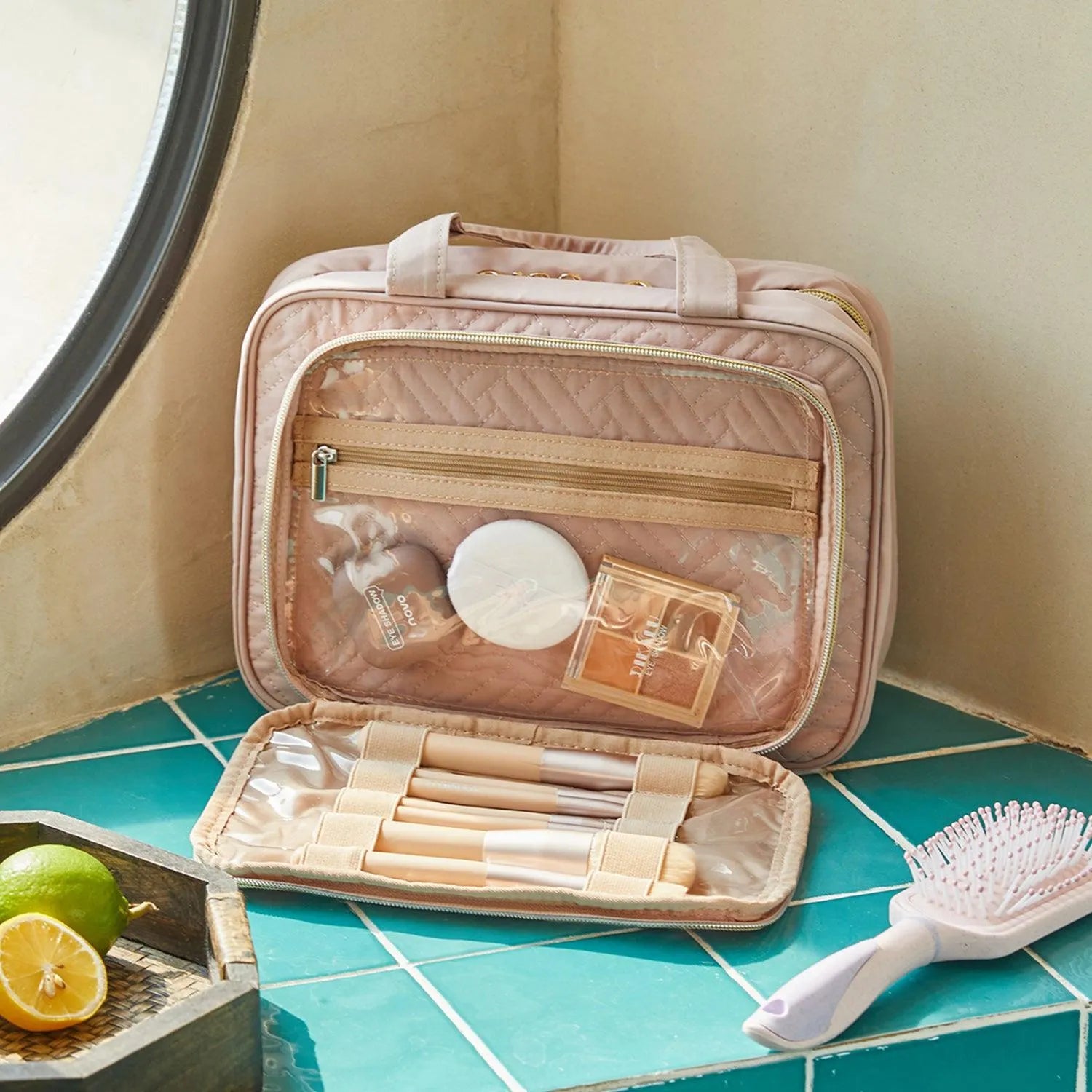 Space Saver Pro Hanging Toiletry Bag - Waterproof Travel Cosmetic Organizer for Bathroom, Camping & Gym - Compact Hanging Toiletry Case with Multiple Pockets
