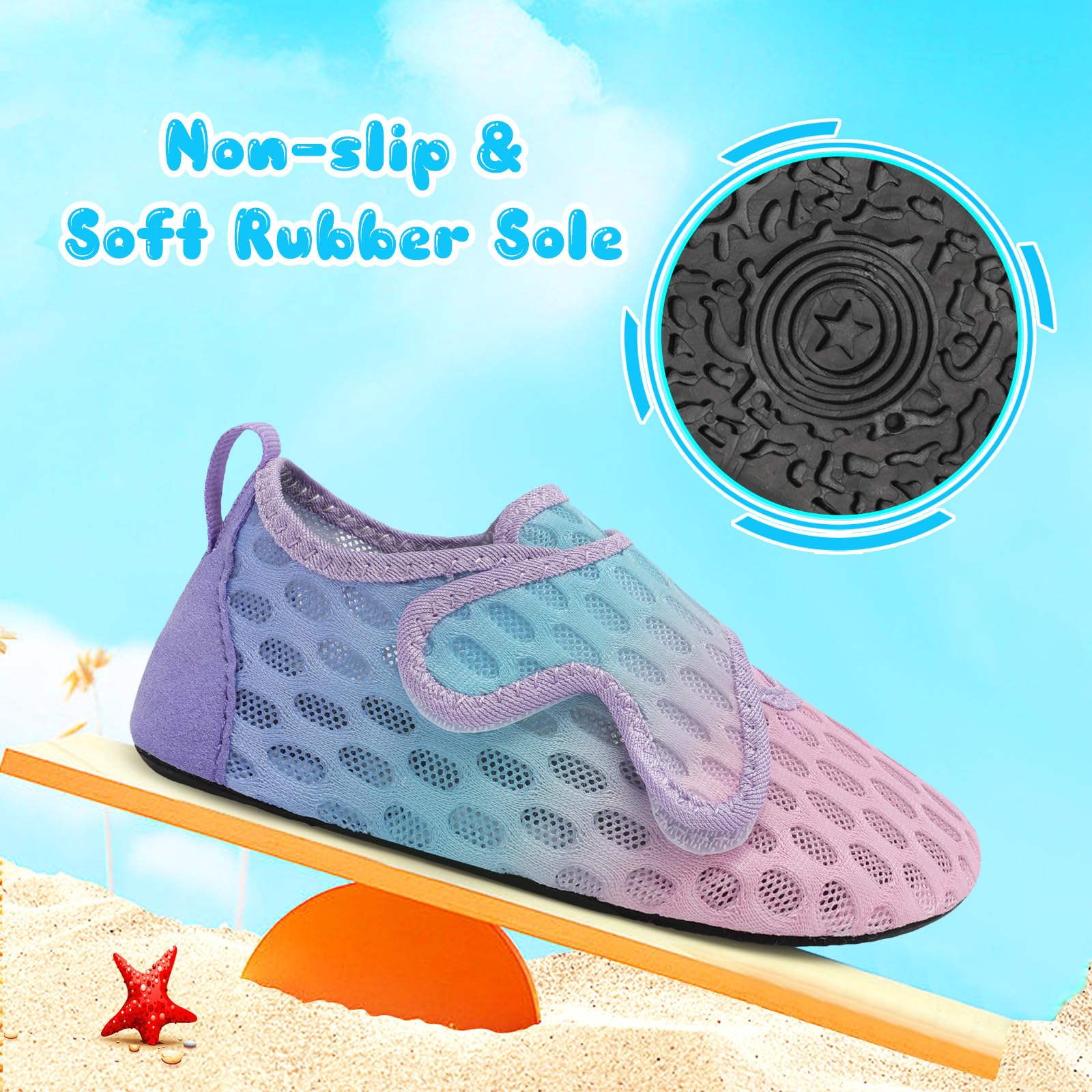XIHALOOK Toddler Water Shoes for Boys & Girls - Quick Dry, Lightweight, Barefoot Aqua Socks for Beach, Pool, Swim & Outdoor Adventures