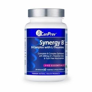 Canprev Synergy B Complex with L-Theanine - 60 Vegan Capsules for Stress Relief & Energy Boost - Supports Mental Clarity & Relaxation - Perfect for Busy Professionals & Students