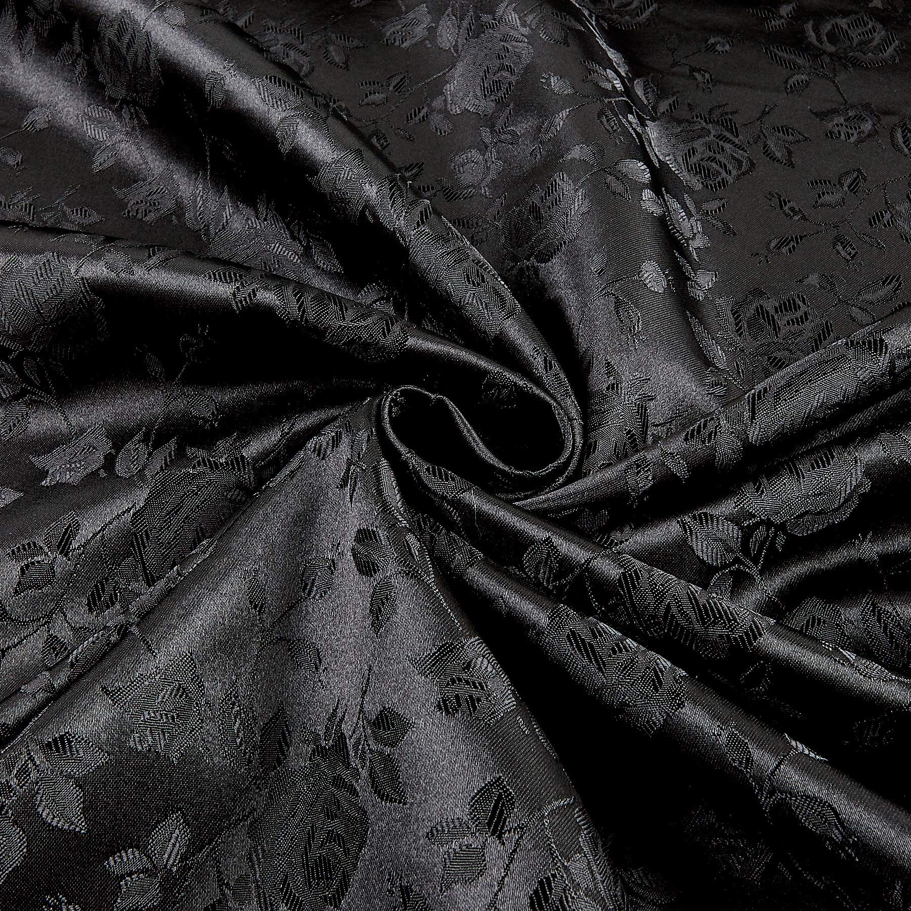 Black Rose Satin Jacquard Fabric by the Yard - Premium Dressmaking & Upholstery Material for Elegant Home Decor and Fashion Design