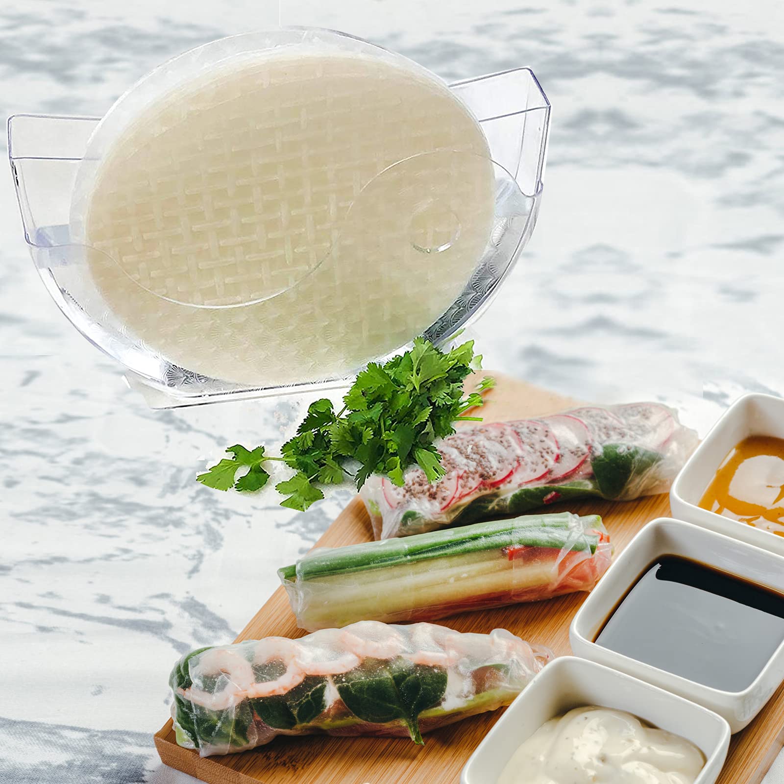 Premium Summer Roll Water Bowl - Rice Paper Wrapper Holder for Fresh Spring Rolls & Vietnamese Cuisine | Perfect for DIY Wraps, Sushi Making & Asian Cooking (Rice Paper Not Included)