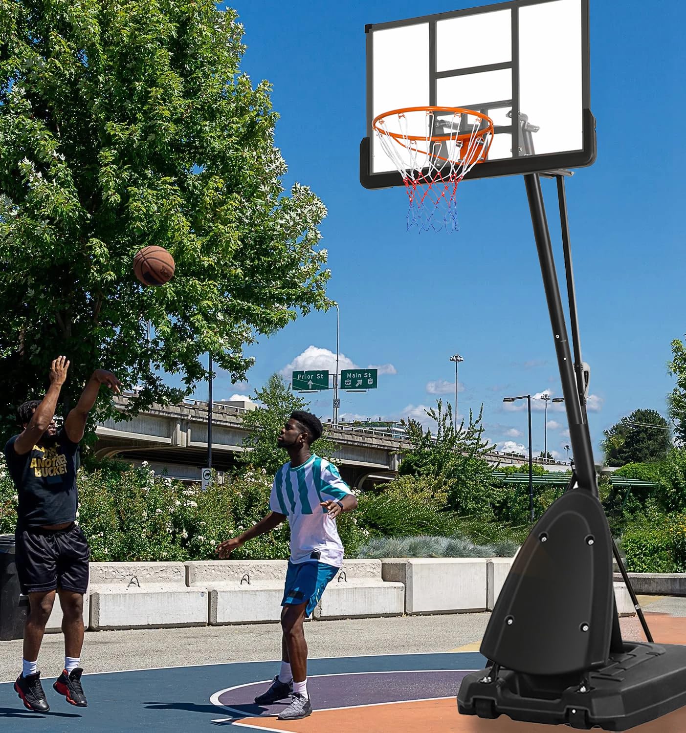 10ft Adjustable Portable Basketball Hoop System - 48 Inch Shatterproof Backboard with Fillable Base for Kids, Youth & Adults | Perfect for Backyard, Driveway & Indoor Use | Durable Outdoor Basketball Goal for Home & School Play