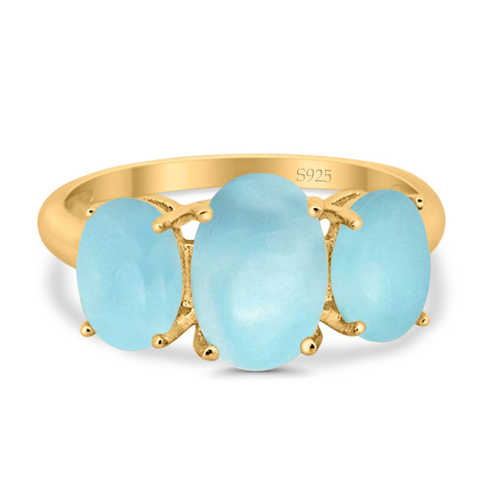 3 Stone Oval Created Opal Fashion Ring - 925 Sterling Silver Jewelry for Women, Elegant Gift for Birthday, Anniversary & Special Occasions