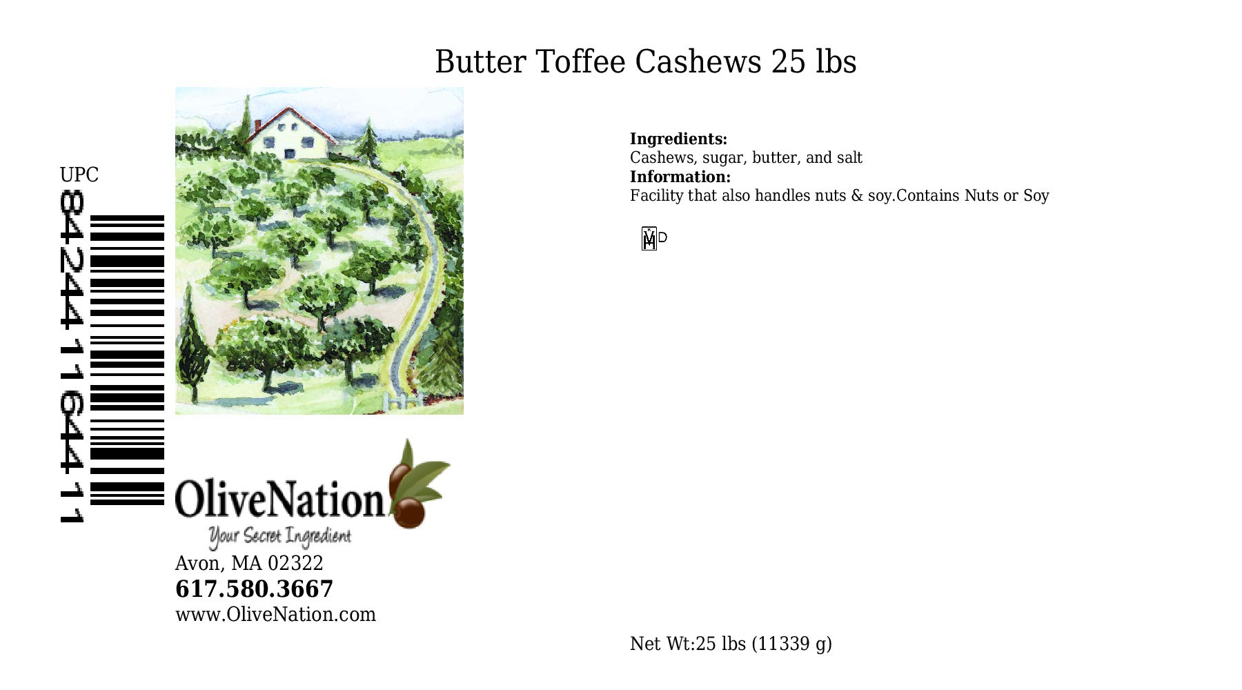 OliveNation Butter Toffee Cashews - Roasted & Salted Whole Nuts with Rich Butter Toffee Coating | 25 lbs Bulk | Perfect for Snack Mixes, Gourmet Gifts, Baking & Party Decorations