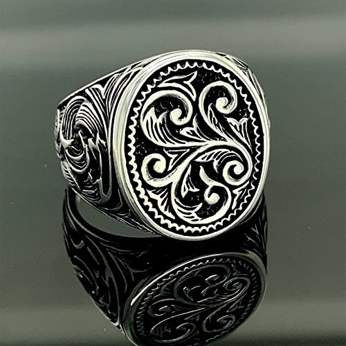 925k Silver Ottoman Men's Ring - Handmade Turkish Jewelry with Intricate Embroidery - Perfect Gift for Him & Her - Ideal for Weddings, Anniversaries & Special Occasions