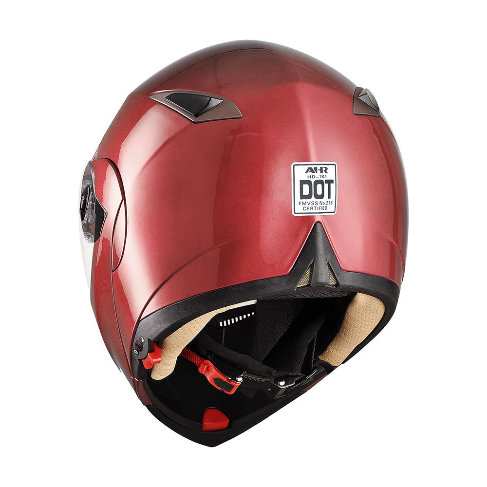 TheLAShop RUN M Modular Full Face Helmet - DOT Certified, Flip Up Design, Red - Perfect for Motorcycle Riders & Commuters