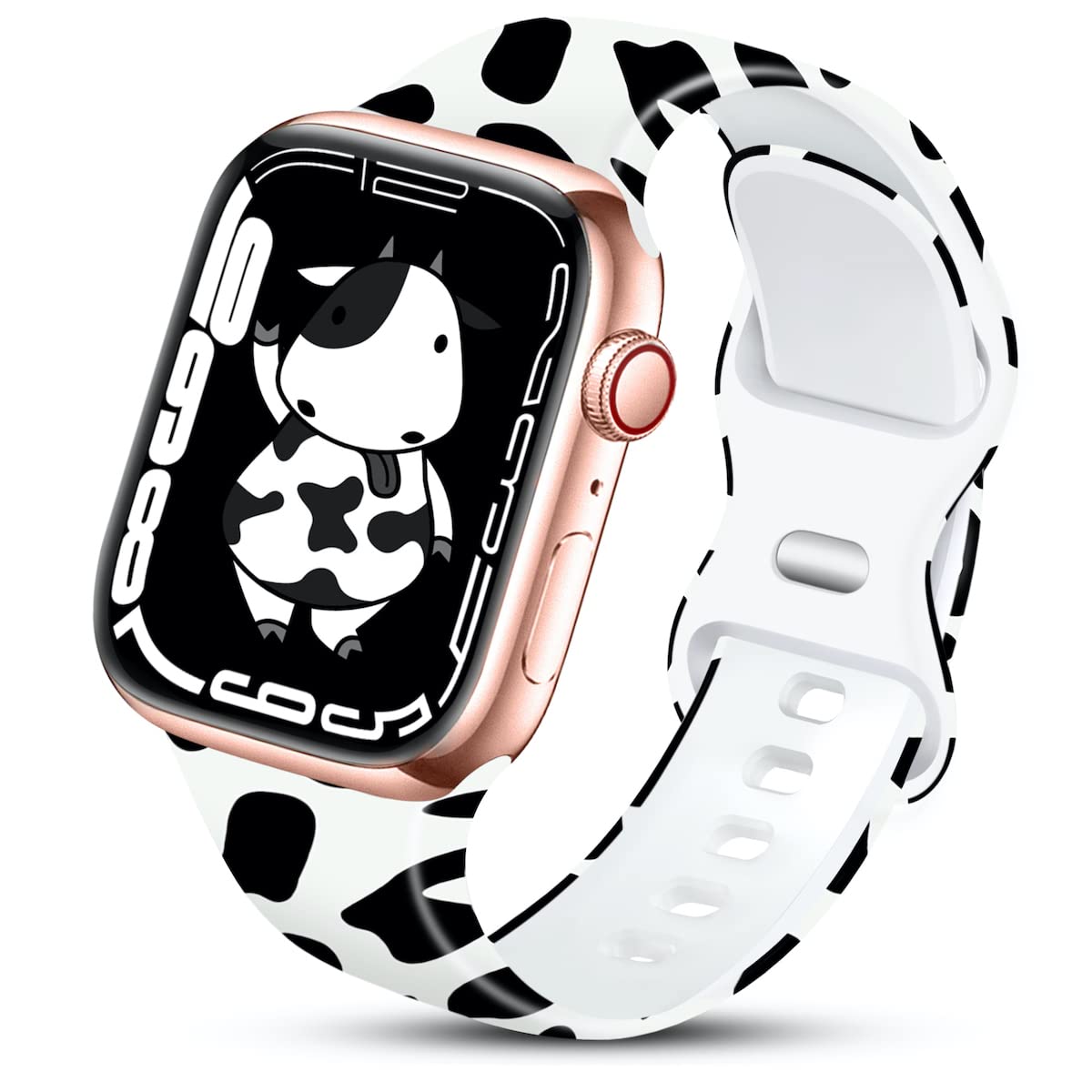 IKANFI Floral Print Sport Band for Apple Watch Series 8/7/6/5/4/3/2/1/SE - Soft Silicone Strap Compatible with 49mm 45mm 44mm 42mm 41mm 40mm 38mm - Women's Fashion Watch Band for Gym, Running & Daily Wear