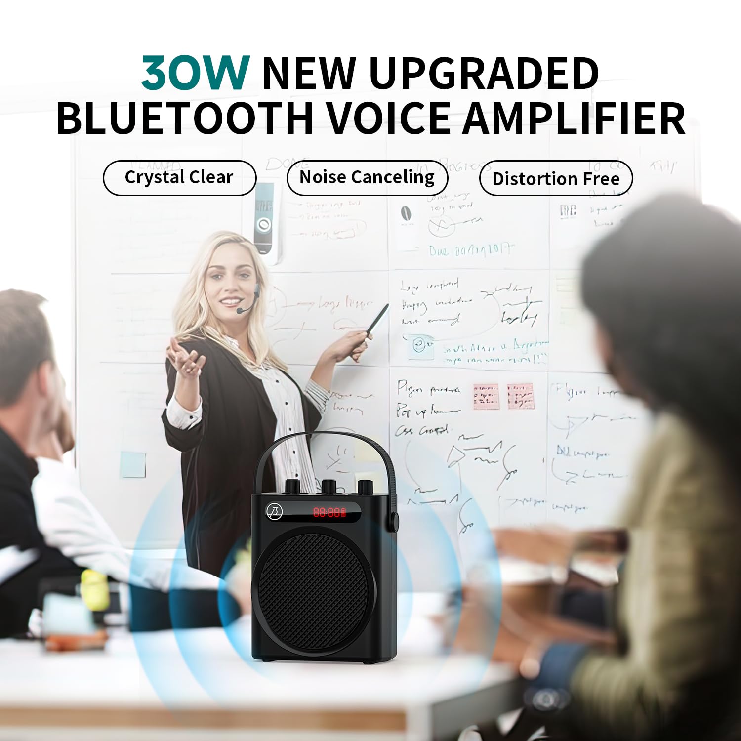 SAINTLARK S4 Bluetooth 5.3 Voice Amplifier - 30W Wireless & Wired Microphone Headset with 3500mAh Rechargeable Battery for Teachers, Trainers, Yoga Instructors, Public Speakers - Perfect for Classrooms, Gyms, Meetings & Outdoor Events