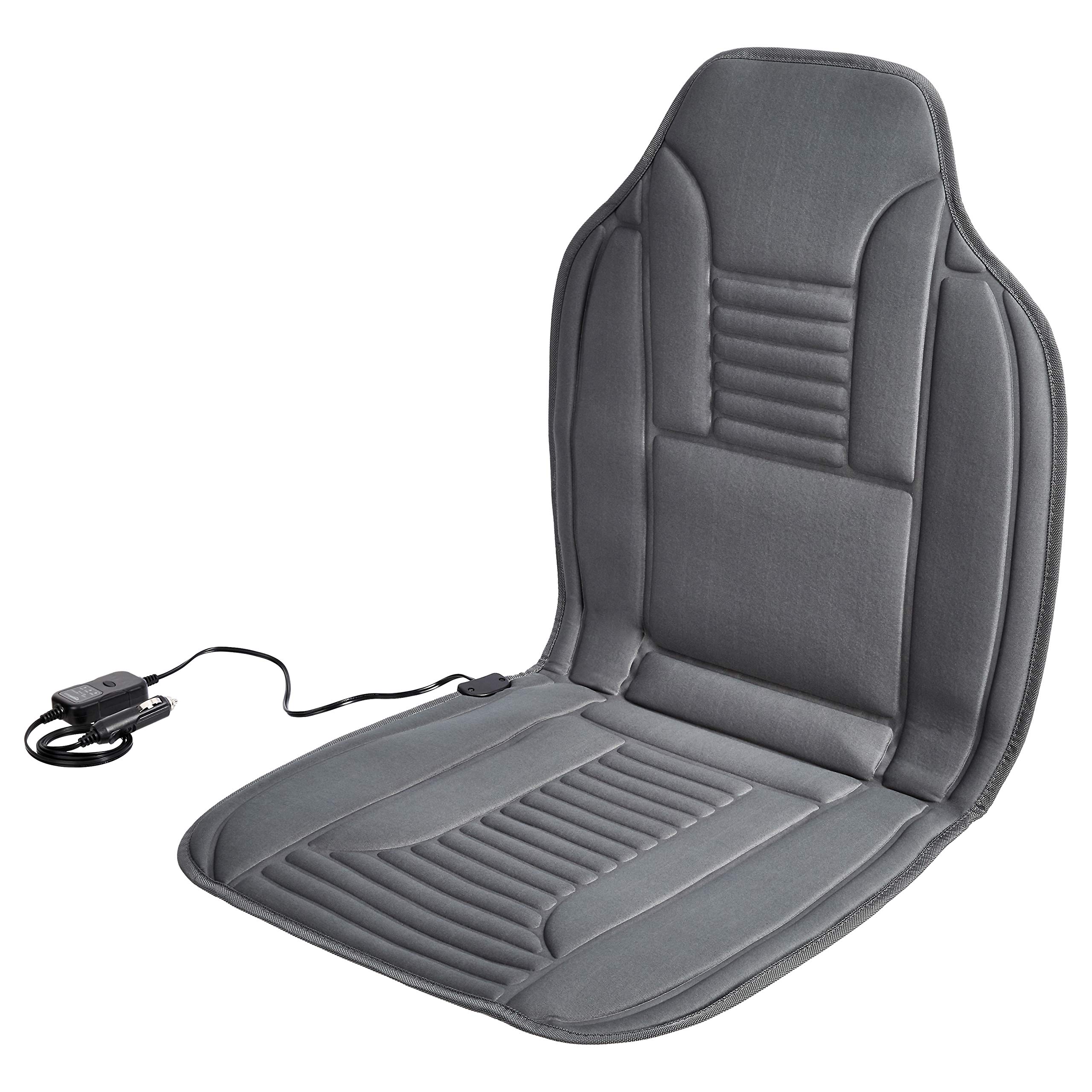 Amazon Basics Heated Car Seat Cover - Gray | Universal Fit for Most Vehicles | Winter Warmth & Comfort | Ideal for Cold Weather Commuting & Road Trips