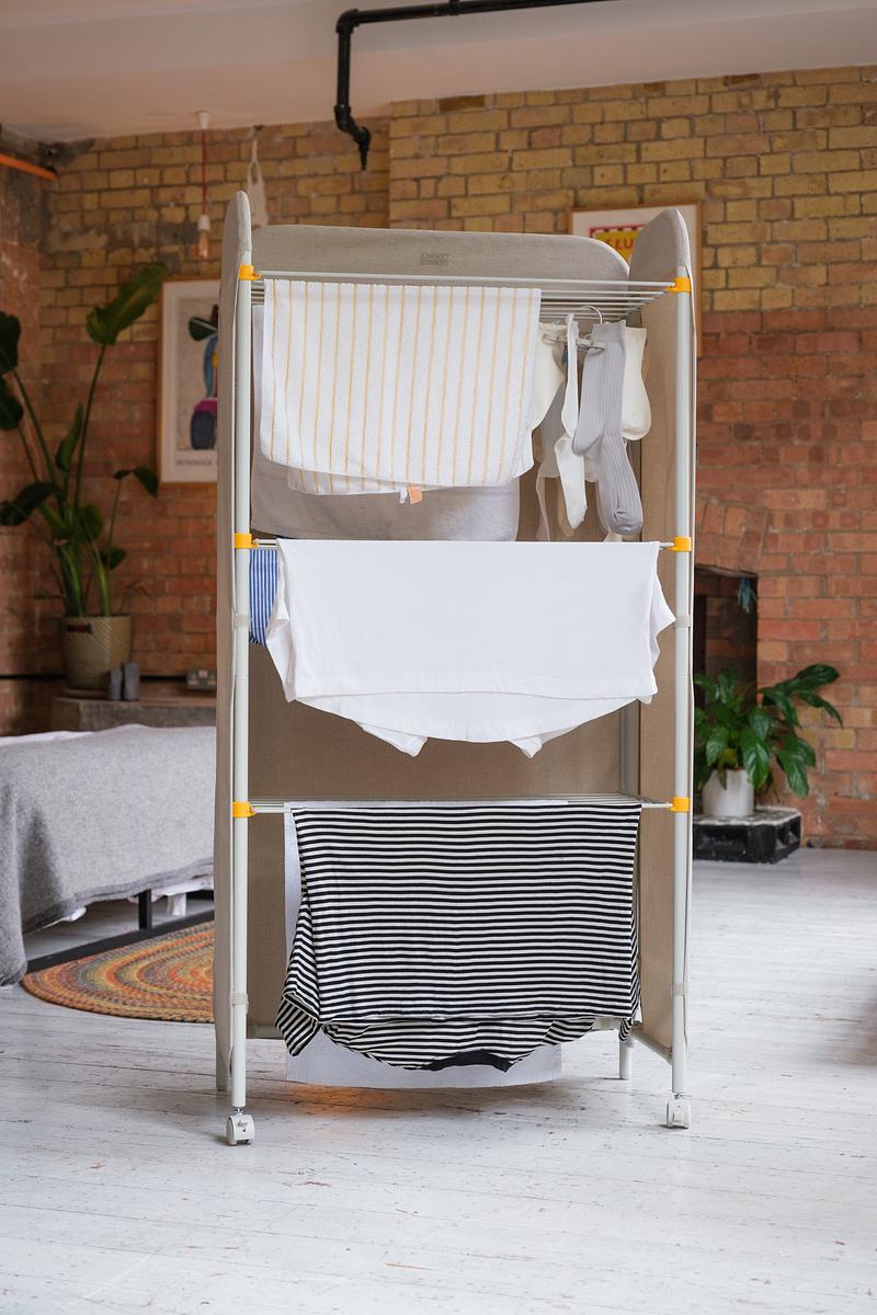 Eclipse™ 3-Tier Foldable Clothes Drying Rack with Mesh Screen - Space Saving Laundry Organizer for Small Apartments & Dorm Rooms